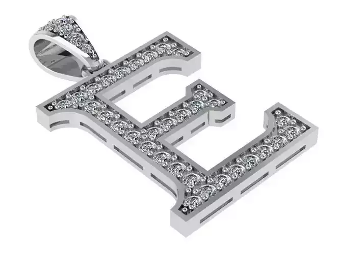 E Letter Diamond Pendant 1538