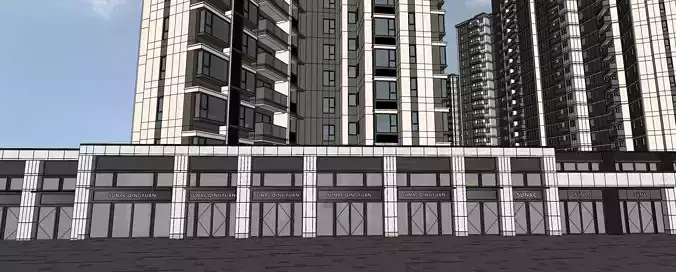 Architecture exterior facade retail shopping mall 3d model