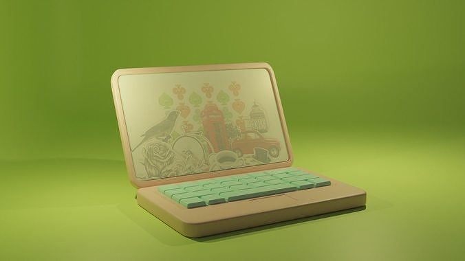 Stylized Cartoon Laptop 01 Low-poly 3D model