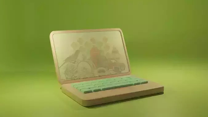 Stylized Cartoon Laptop 01