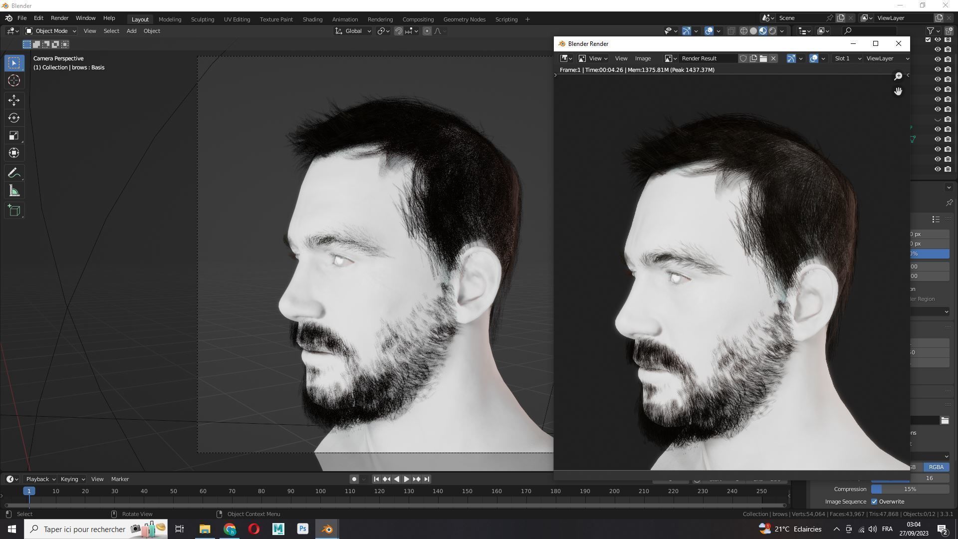 Classique Male Hair - Beard - Moustache Low-poly 3D model_13