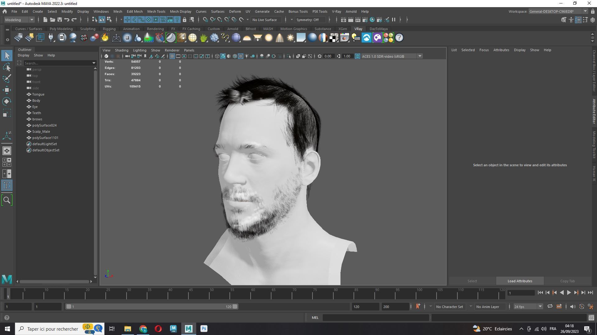 Classique Male Hair - Beard - Moustache Low-poly 3D model_10