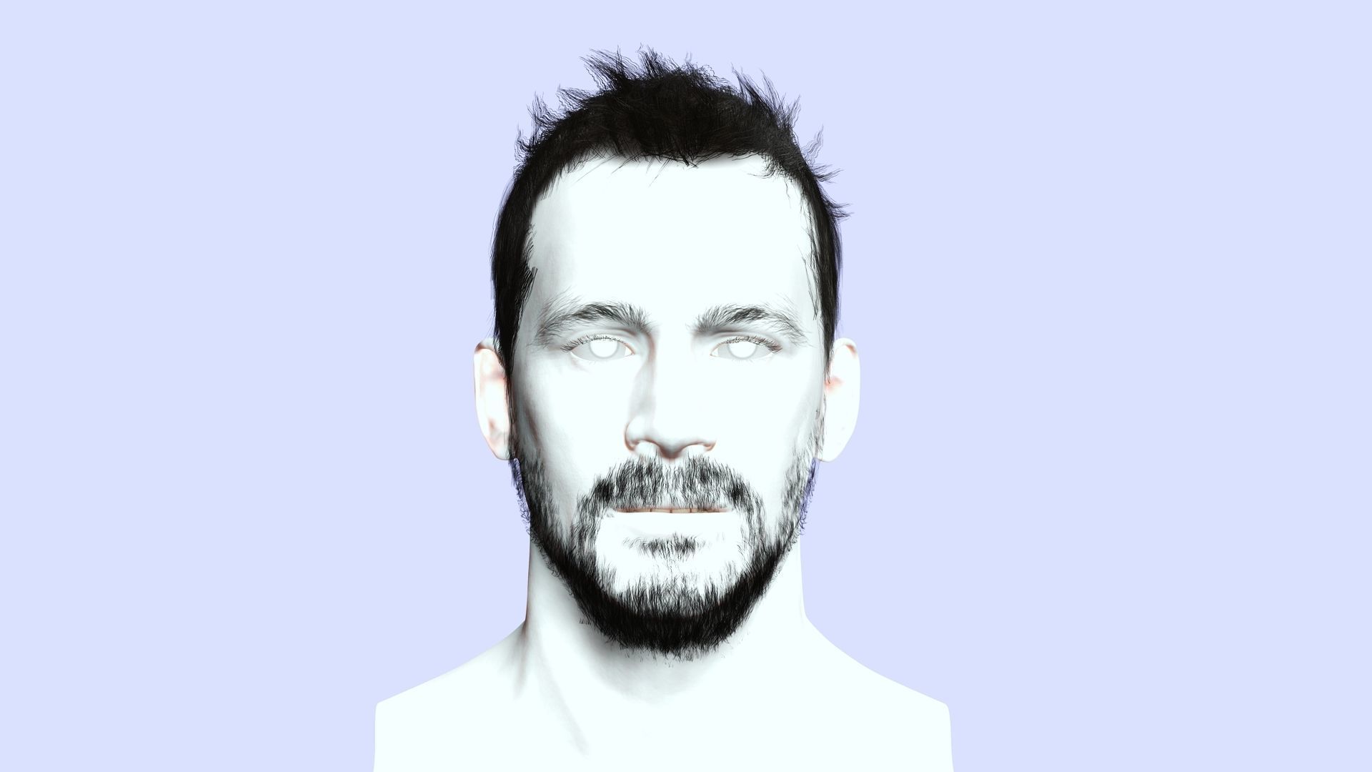 Classique Male Hair - Beard - Moustache Low-poly 3D model_1