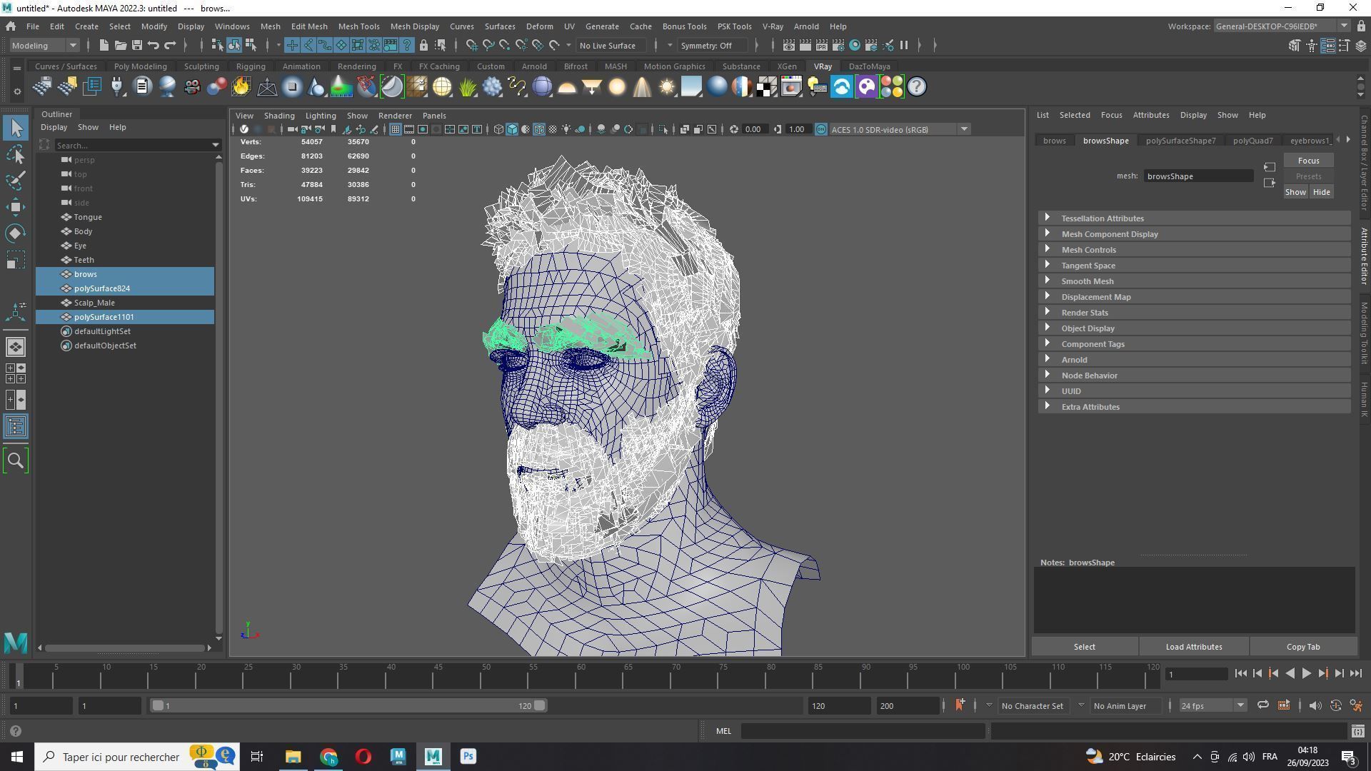 Classique Male Hair - Beard - Moustache Low-poly 3D model_9