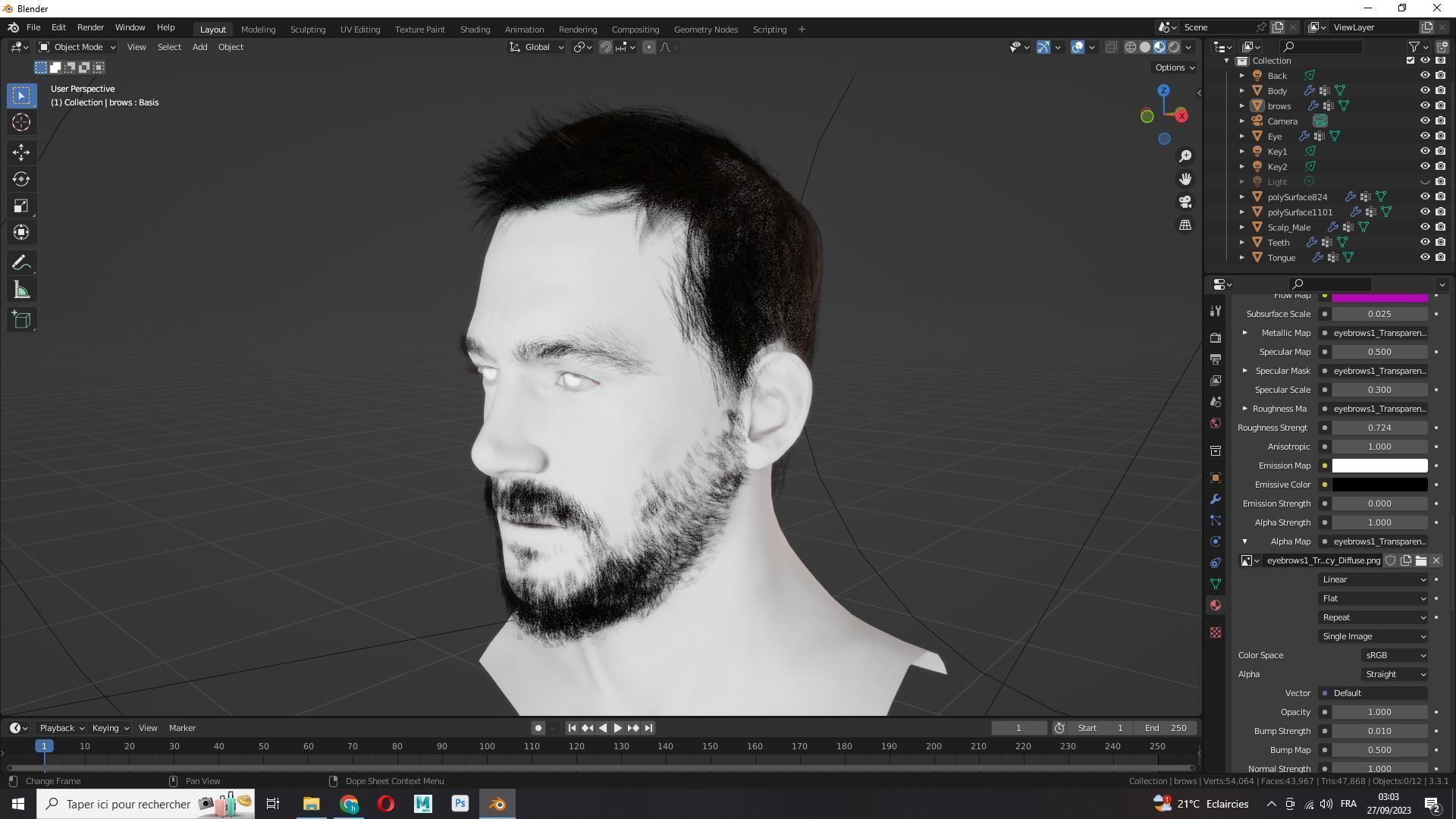 Classique Male Hair - Beard - Moustache Low-poly 3D model_12