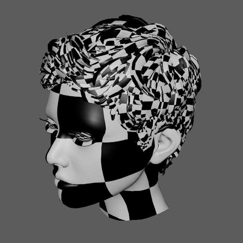 Female Cropped Hair Low-poly 3D model_20