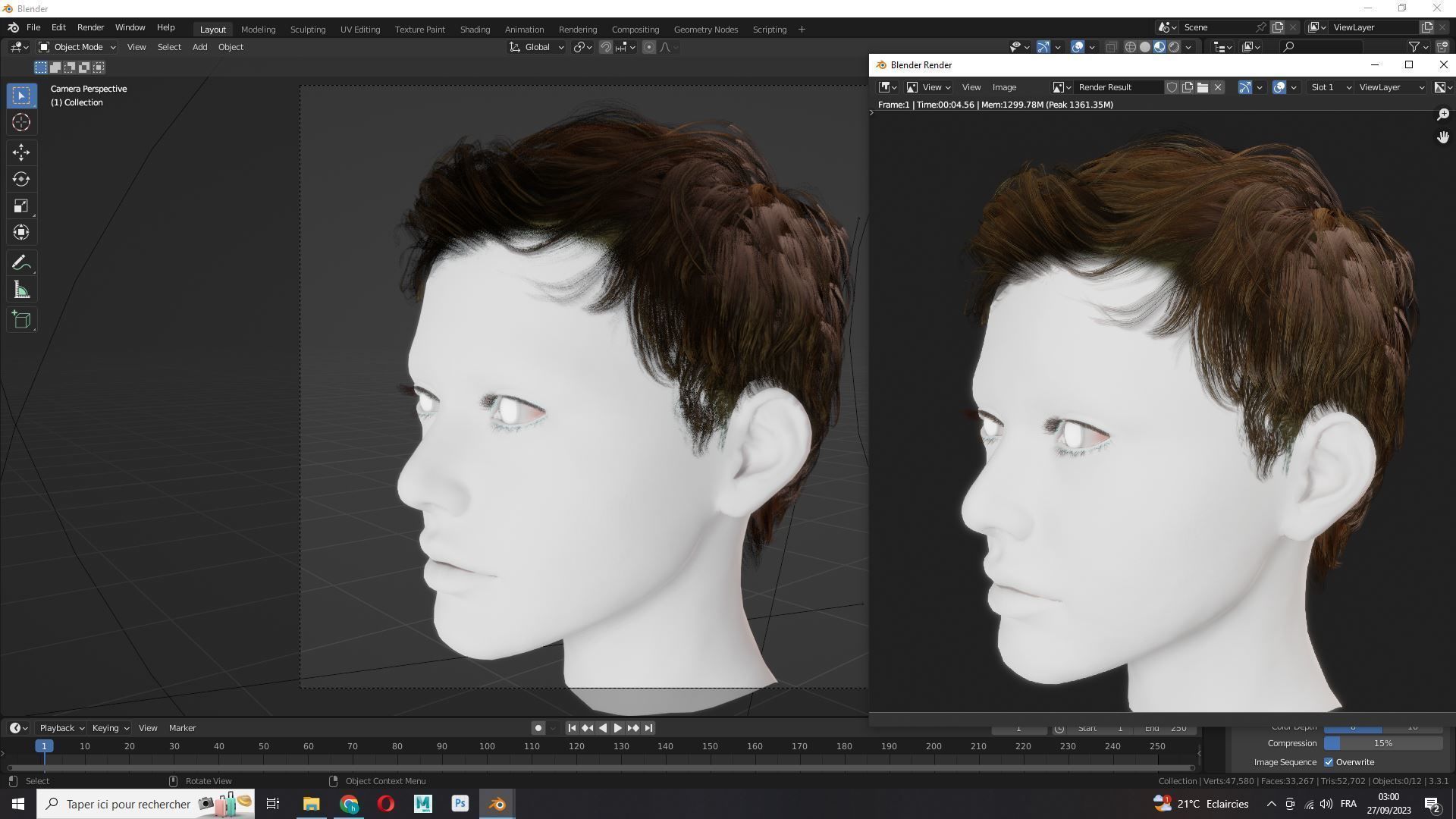 Female Cropped Hair Low-poly 3D model_14
