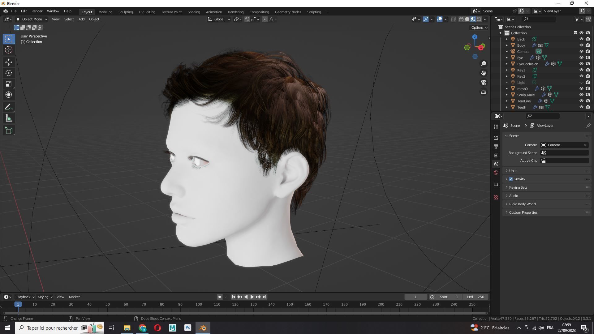 Female Cropped Hair Low-poly 3D model_13