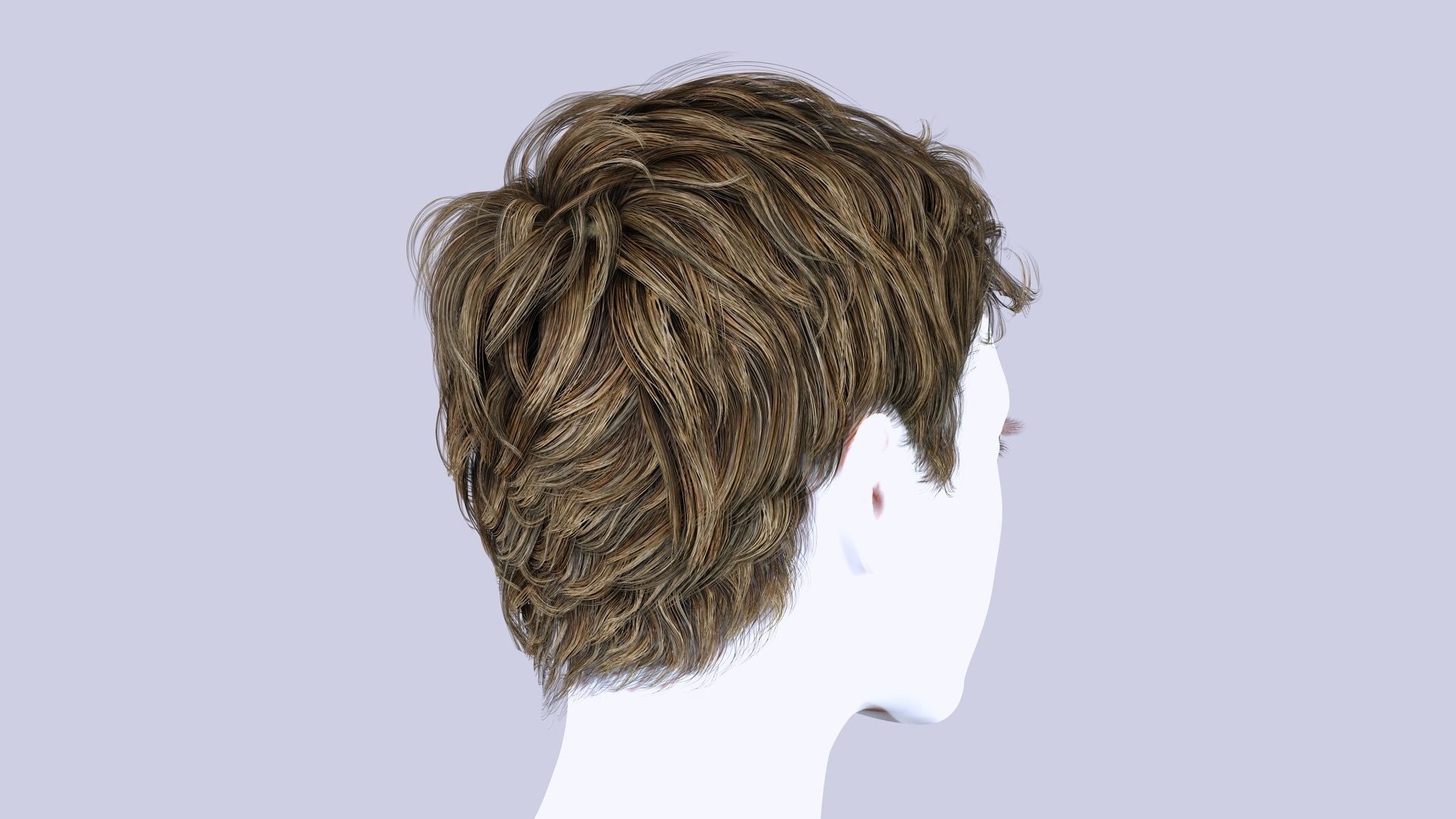 Female Cropped Hair Low-poly 3D model_5