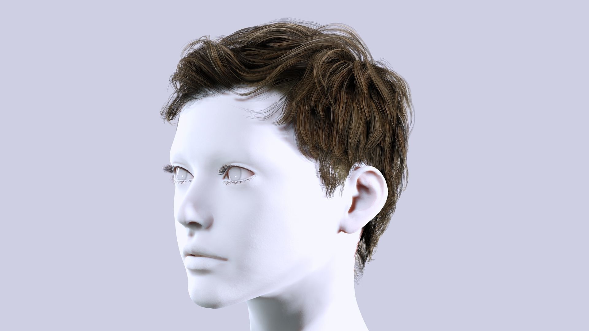 Female Cropped Hair Low-poly 3D model_2