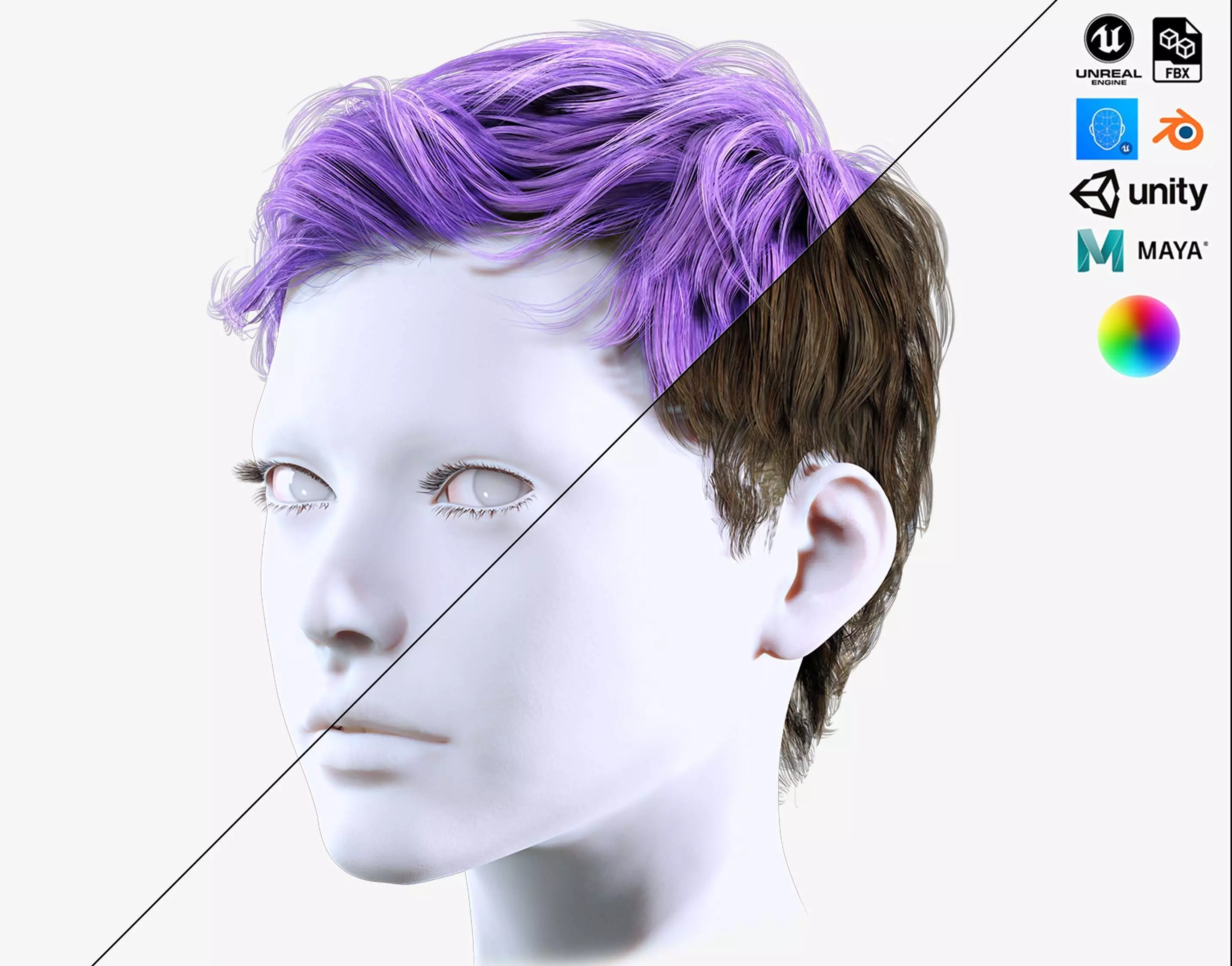 Female Cropped Hair Low-poly 3D model_0