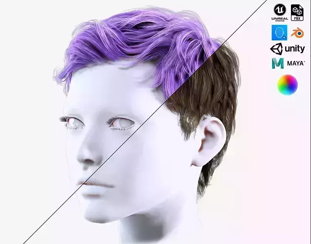 Female Cropped Hair Low-poly 3D model