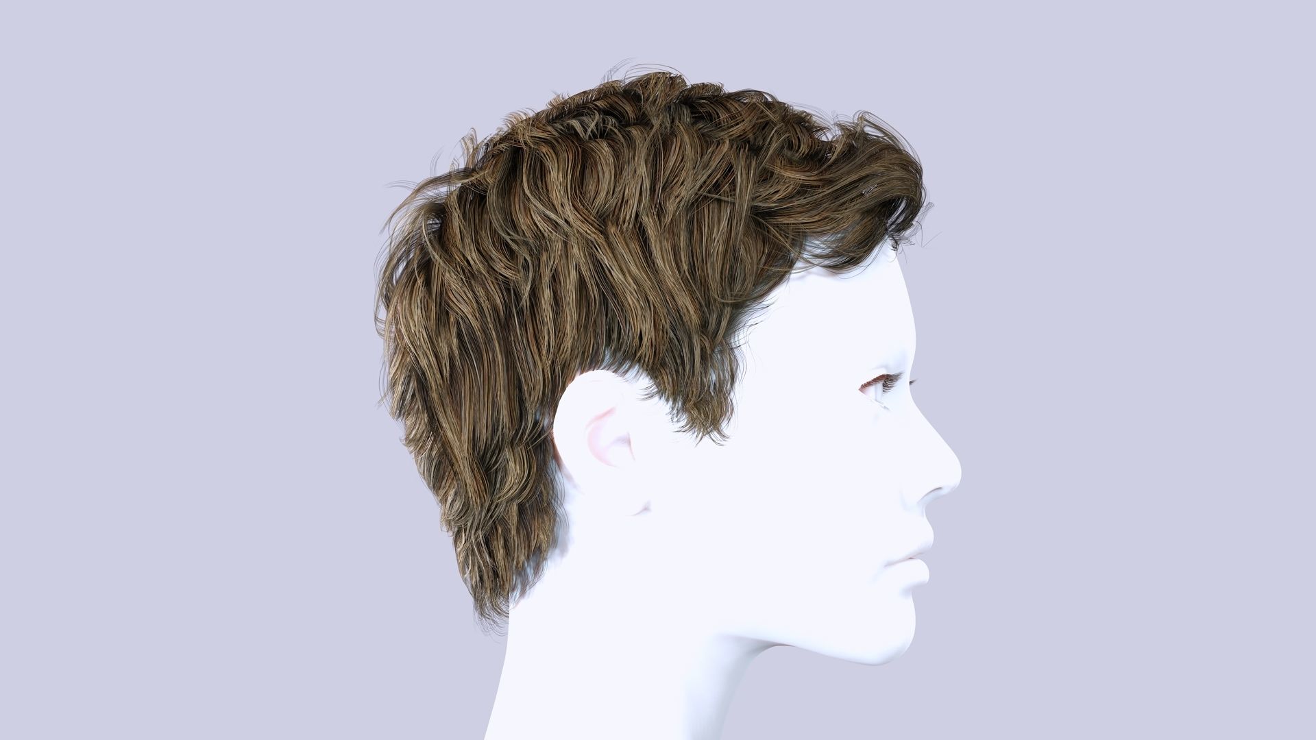 Female Cropped Hair Low-poly 3D model_6