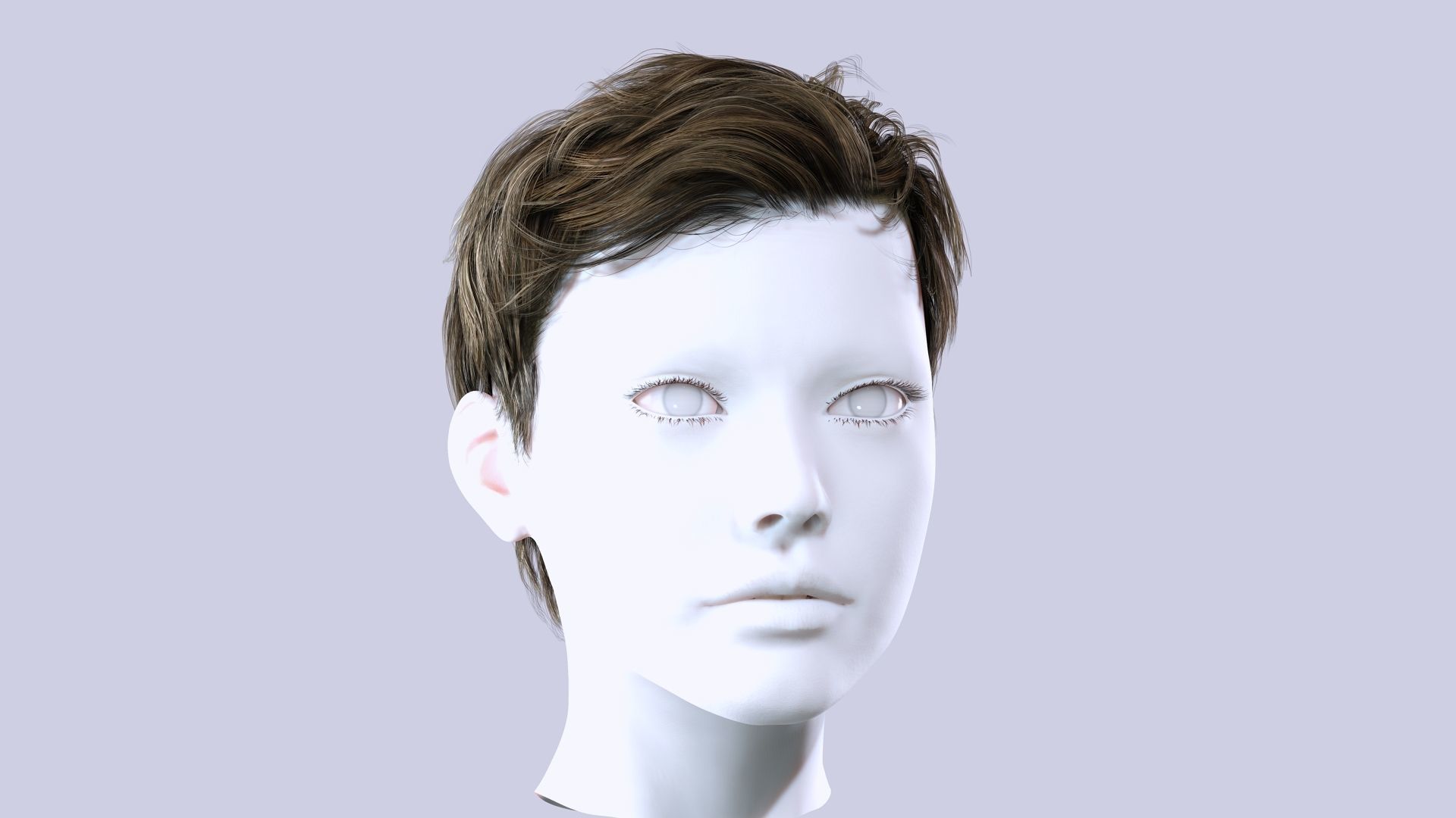 Female Cropped Hair Low-poly 3D model_7