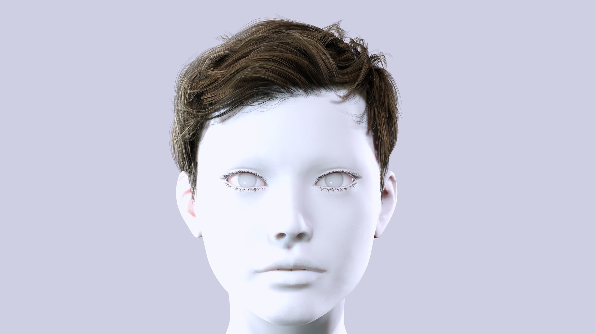 Female Cropped Hair Low-poly 3D model_1