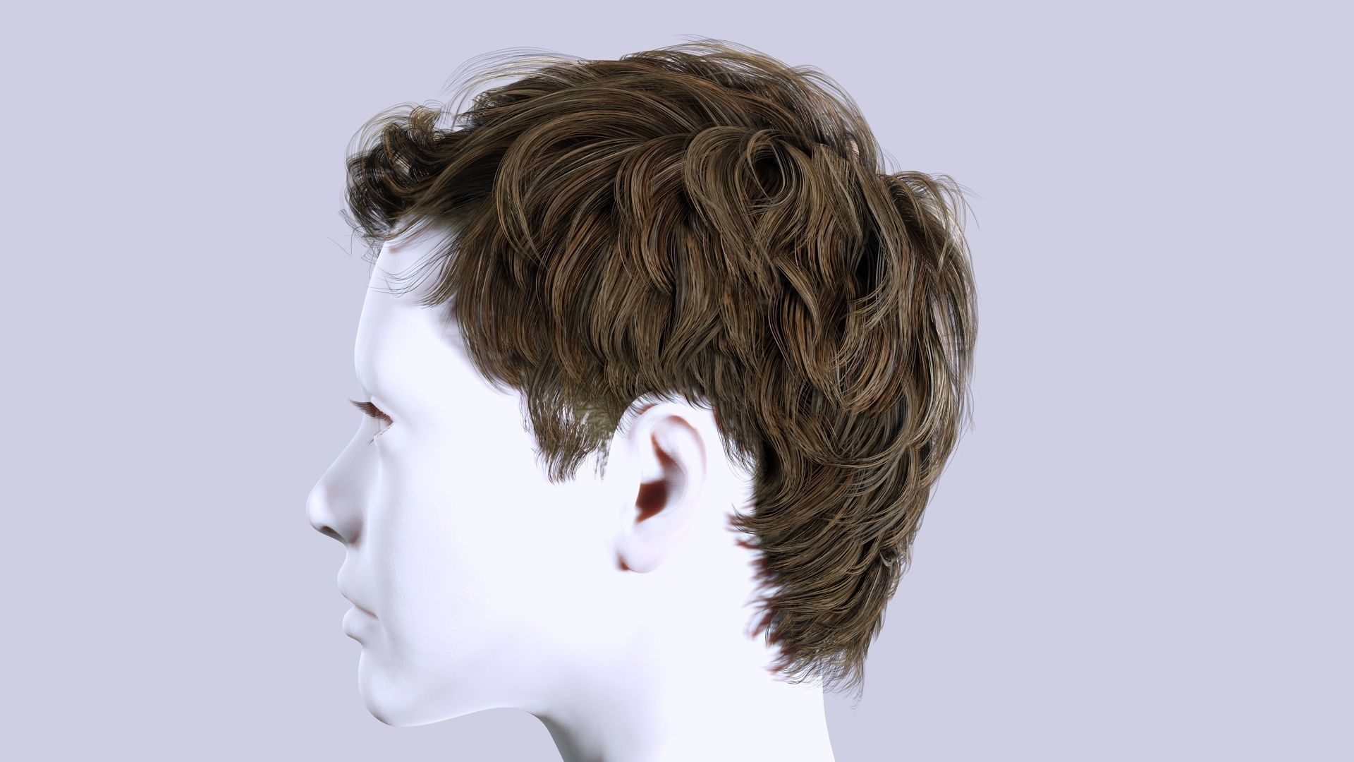 Female Cropped Hair Low-poly 3D model_3