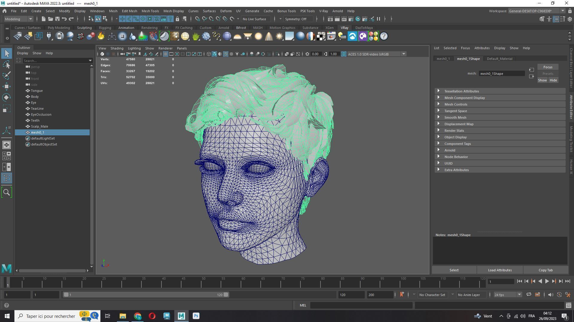 Female Cropped Hair Low-poly 3D model_10