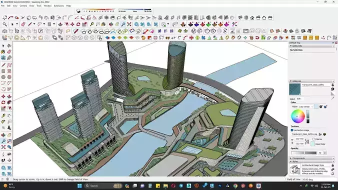 Highrise glass building facade sketchup model 3D model