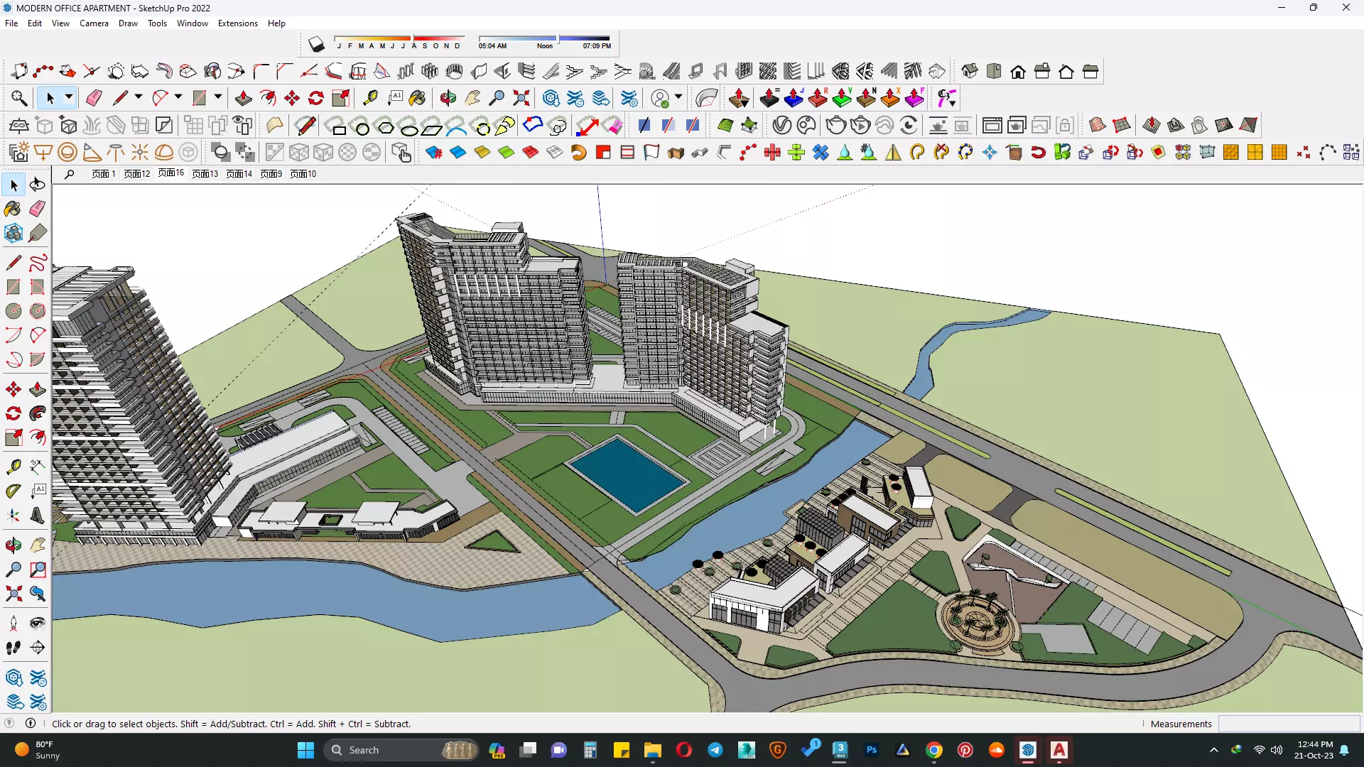 Modern office apartment building 3d model 3D model