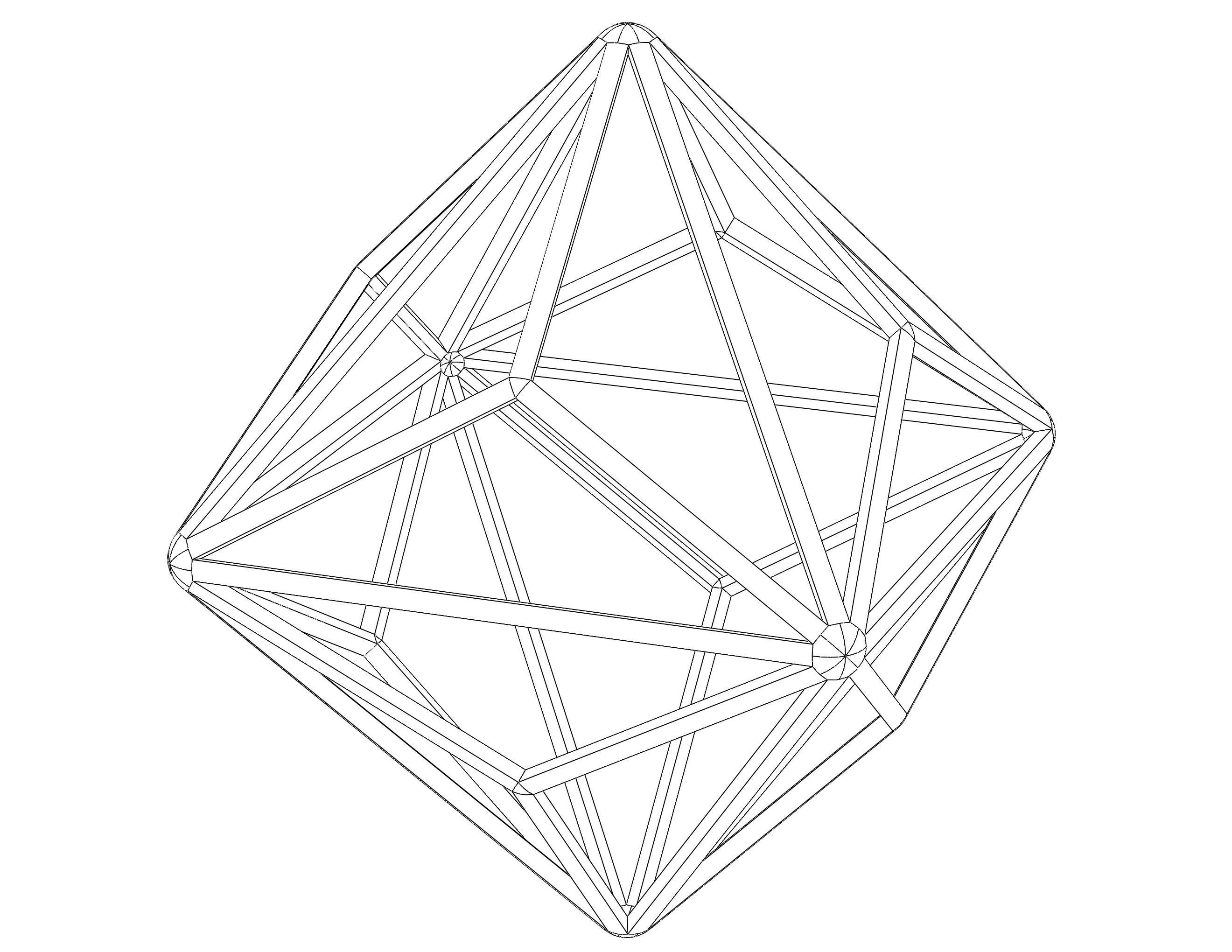 Wireframe Shape Triakis Octahedron 3D print model_2