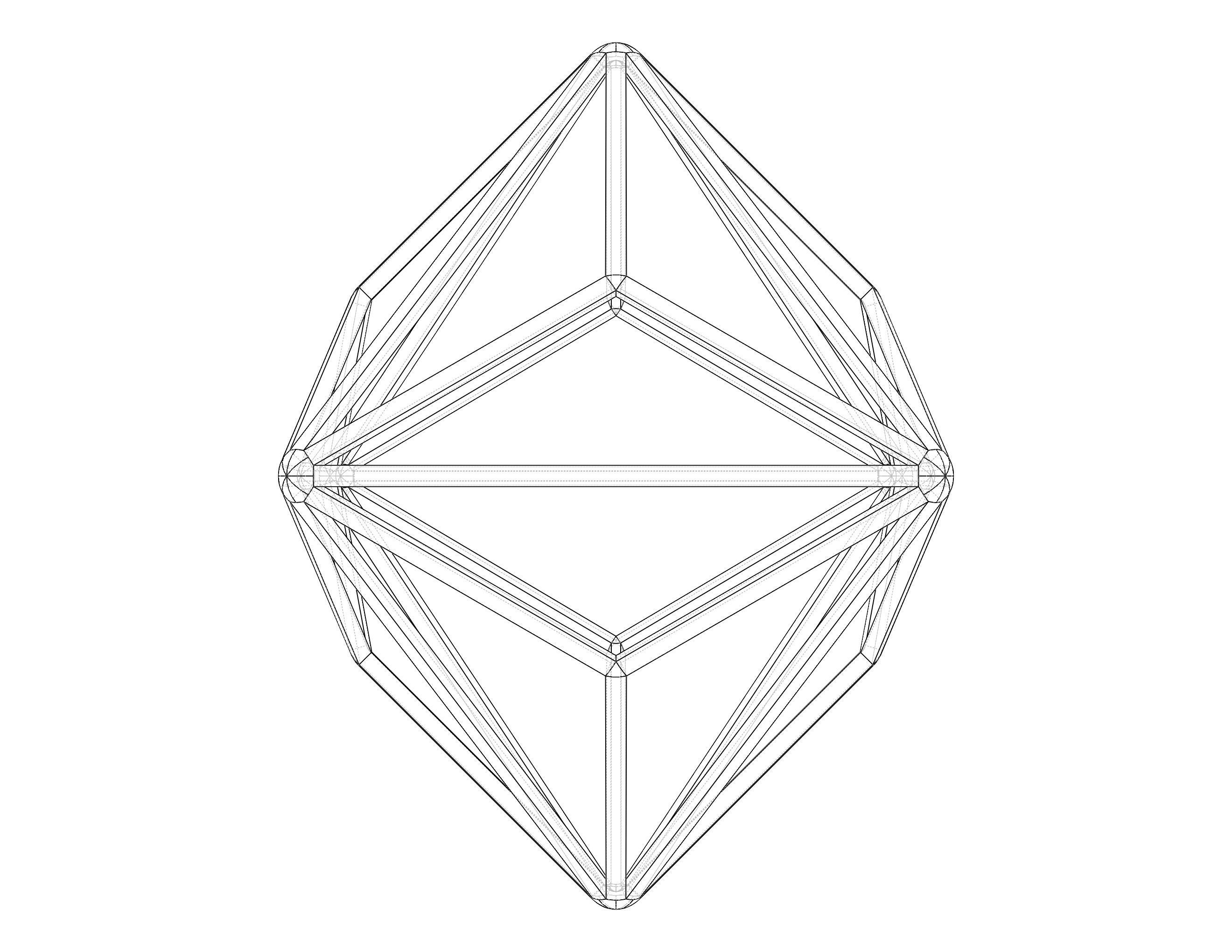 Wireframe Shape Triakis Octahedron 3D print model_23
