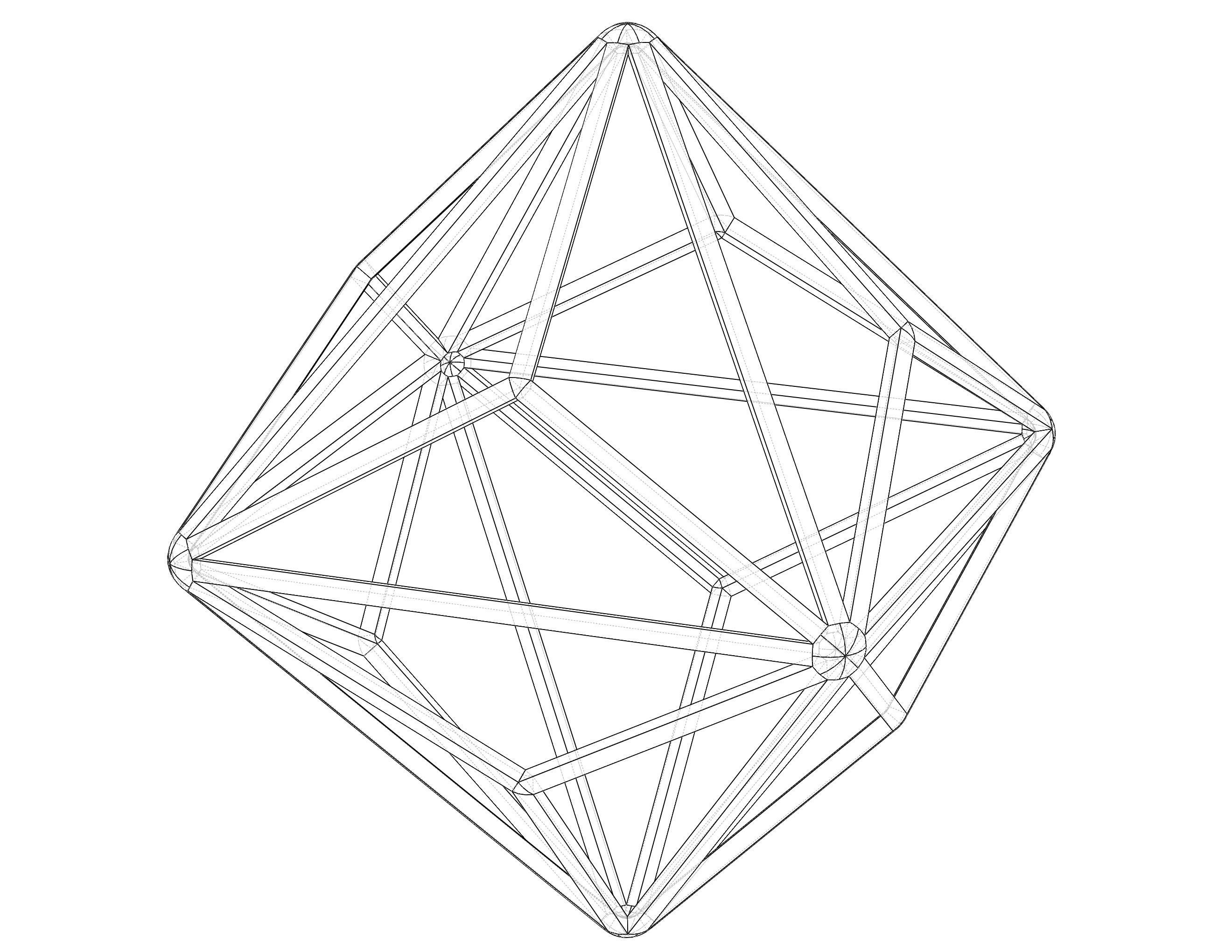 Wireframe Shape Triakis Octahedron 3D print model_3