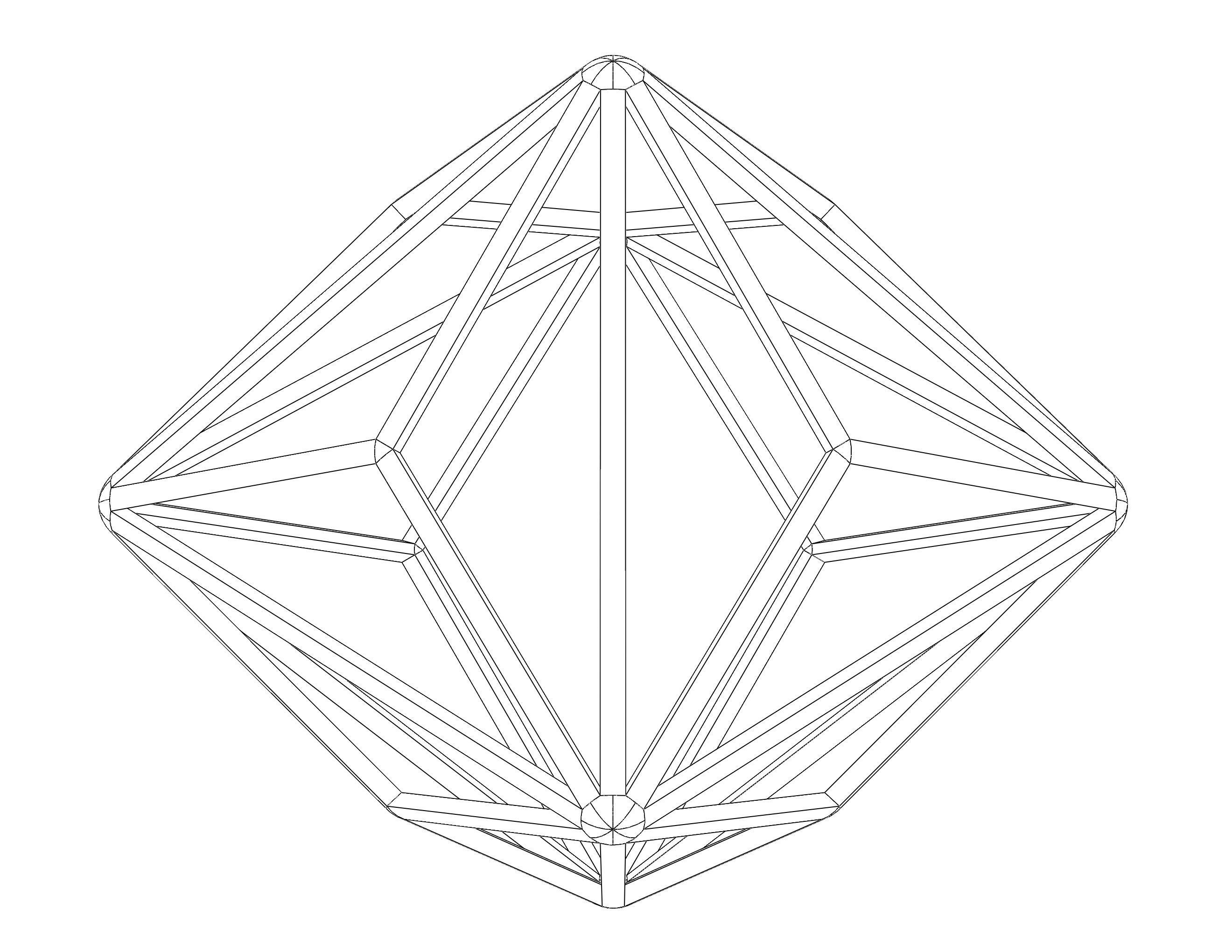 Wireframe Shape Triakis Octahedron 3D print model_6