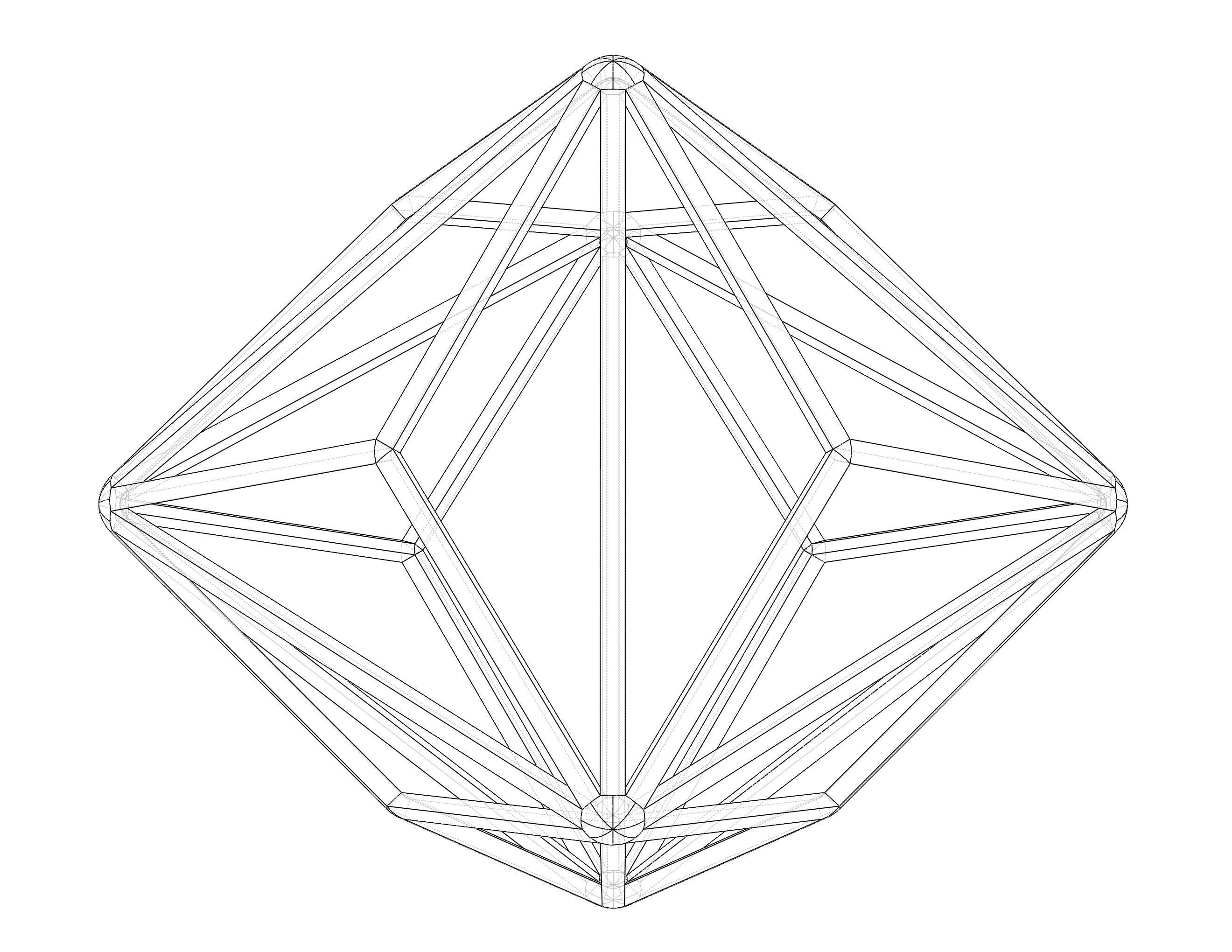 Wireframe Shape Triakis Octahedron 3D print model_7