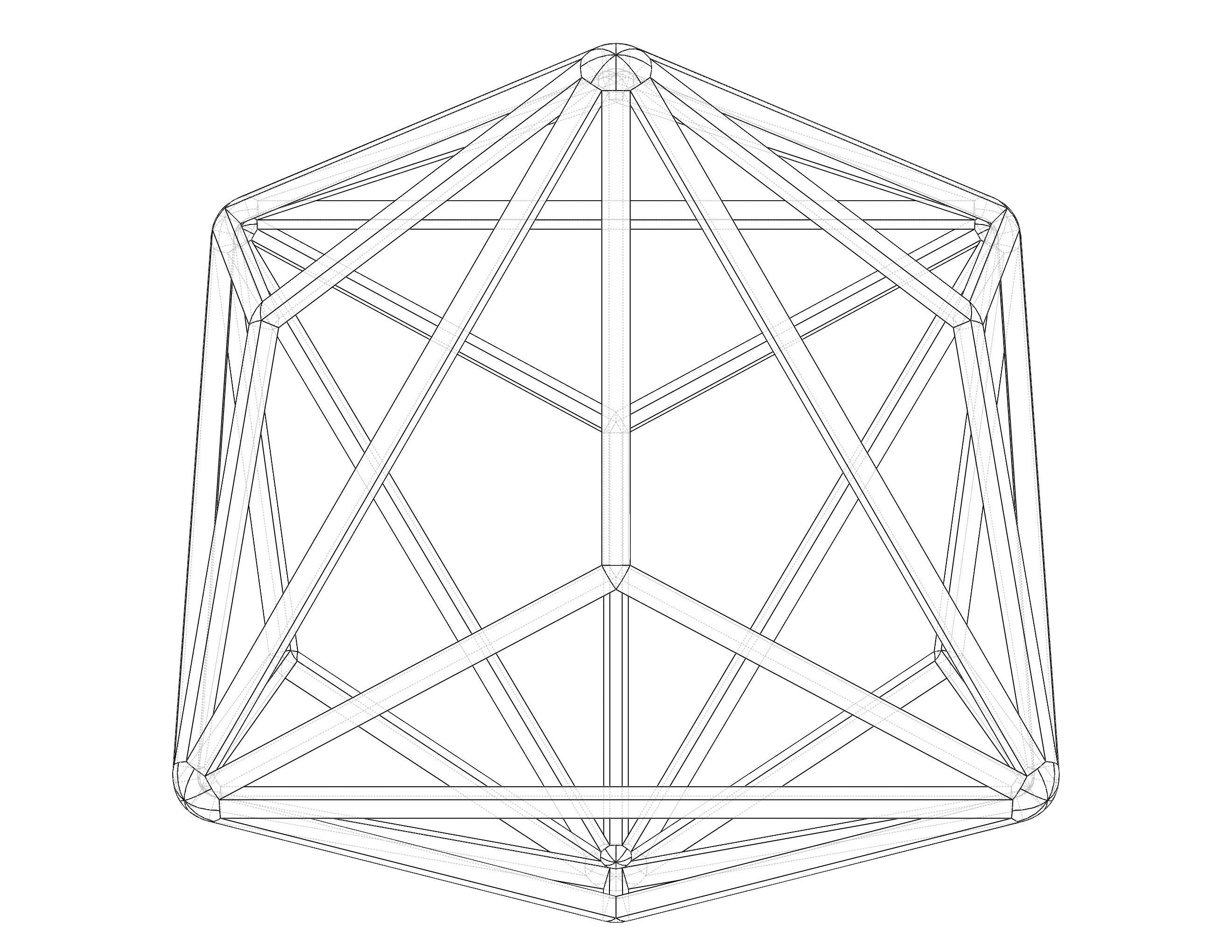Wireframe Shape Triakis Octahedron 3D print model_19