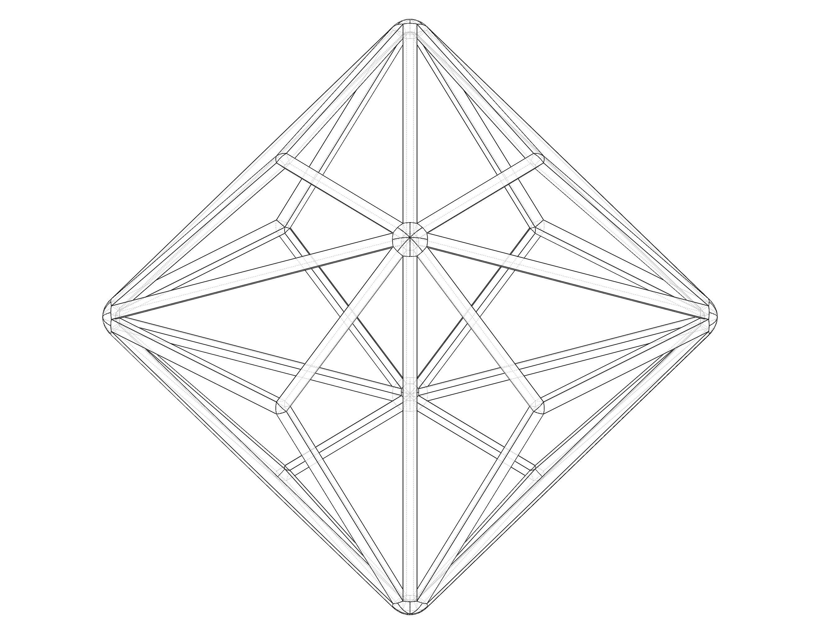 Wireframe Shape Triakis Octahedron 3D print model_35