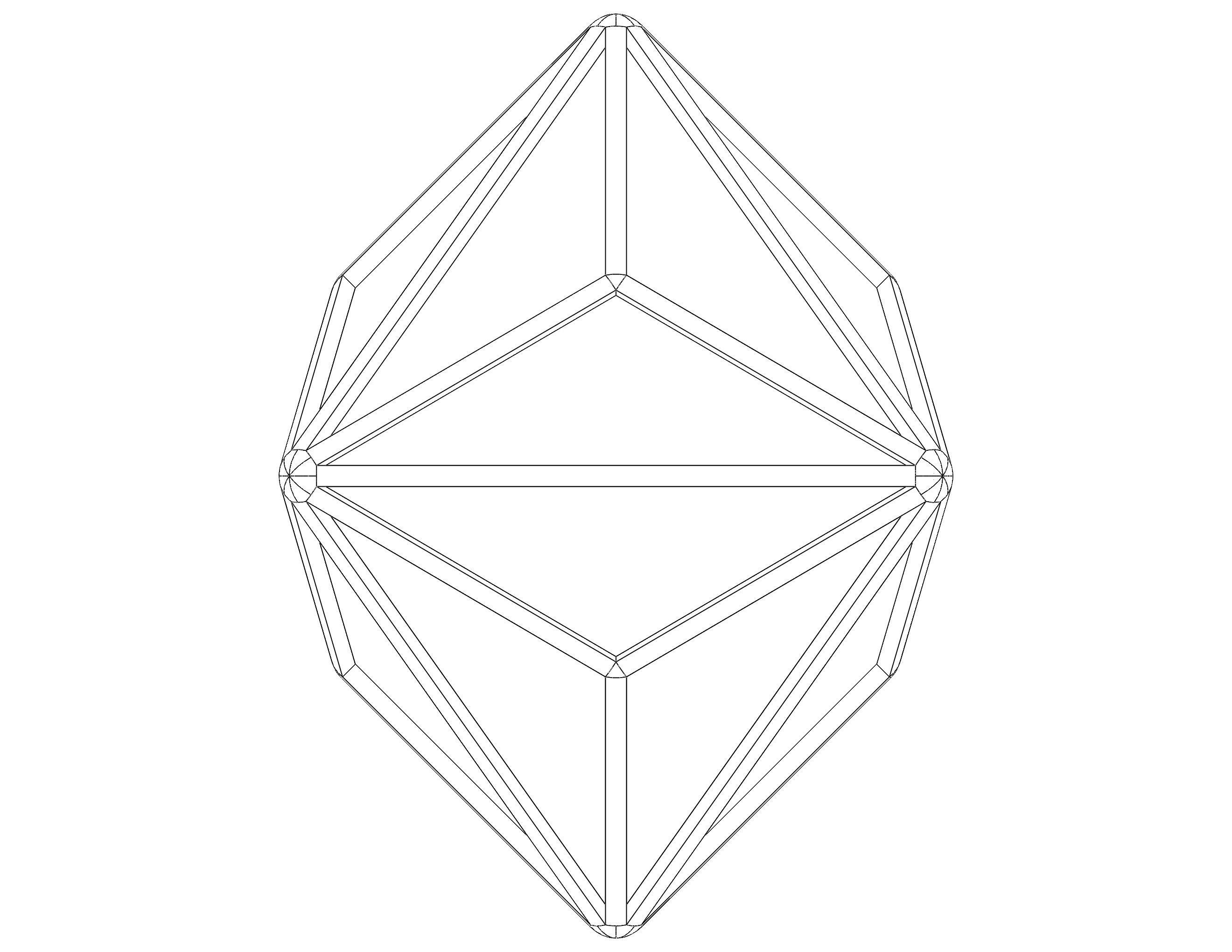 Wireframe Shape Triakis Octahedron 3D print model_30