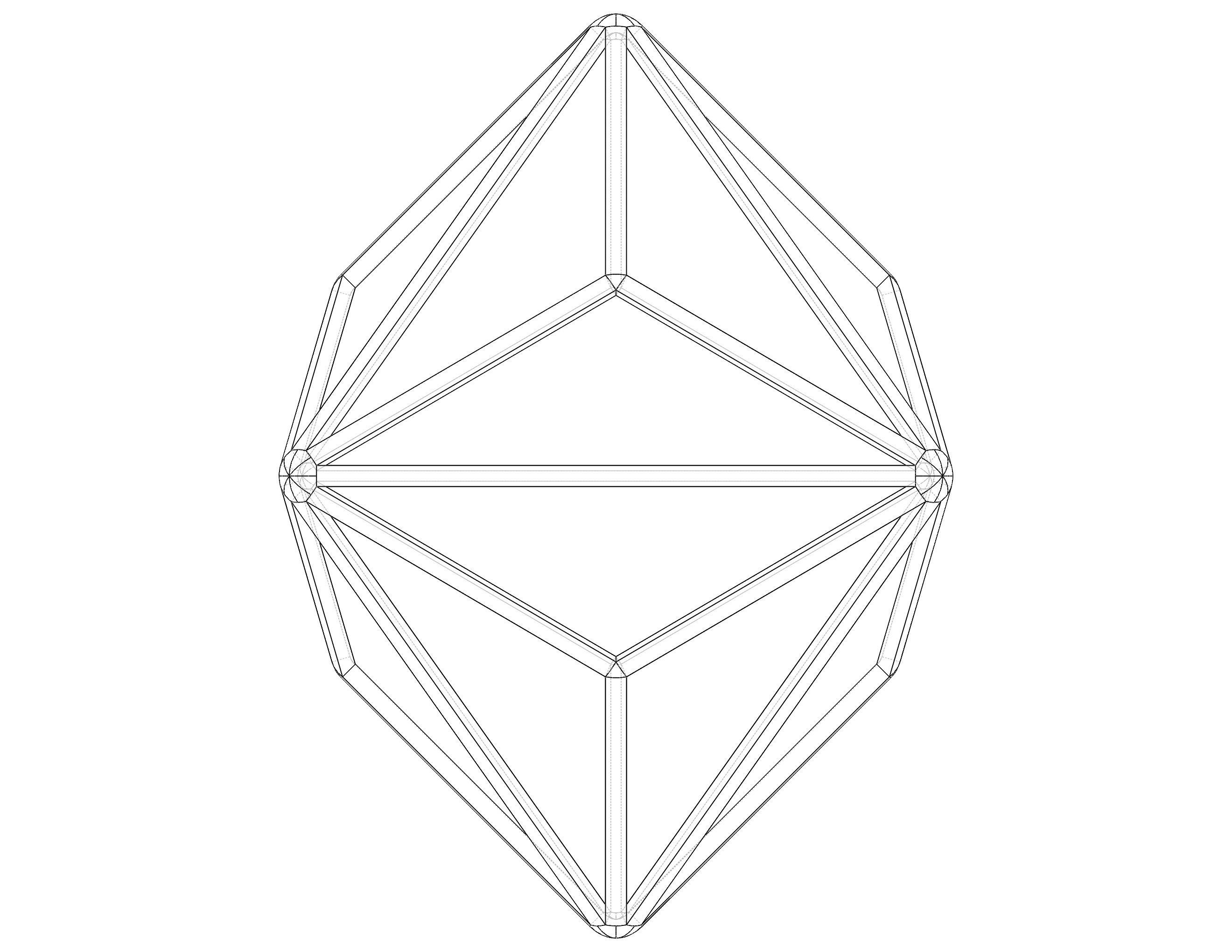 Wireframe Shape Triakis Octahedron 3D print model_31