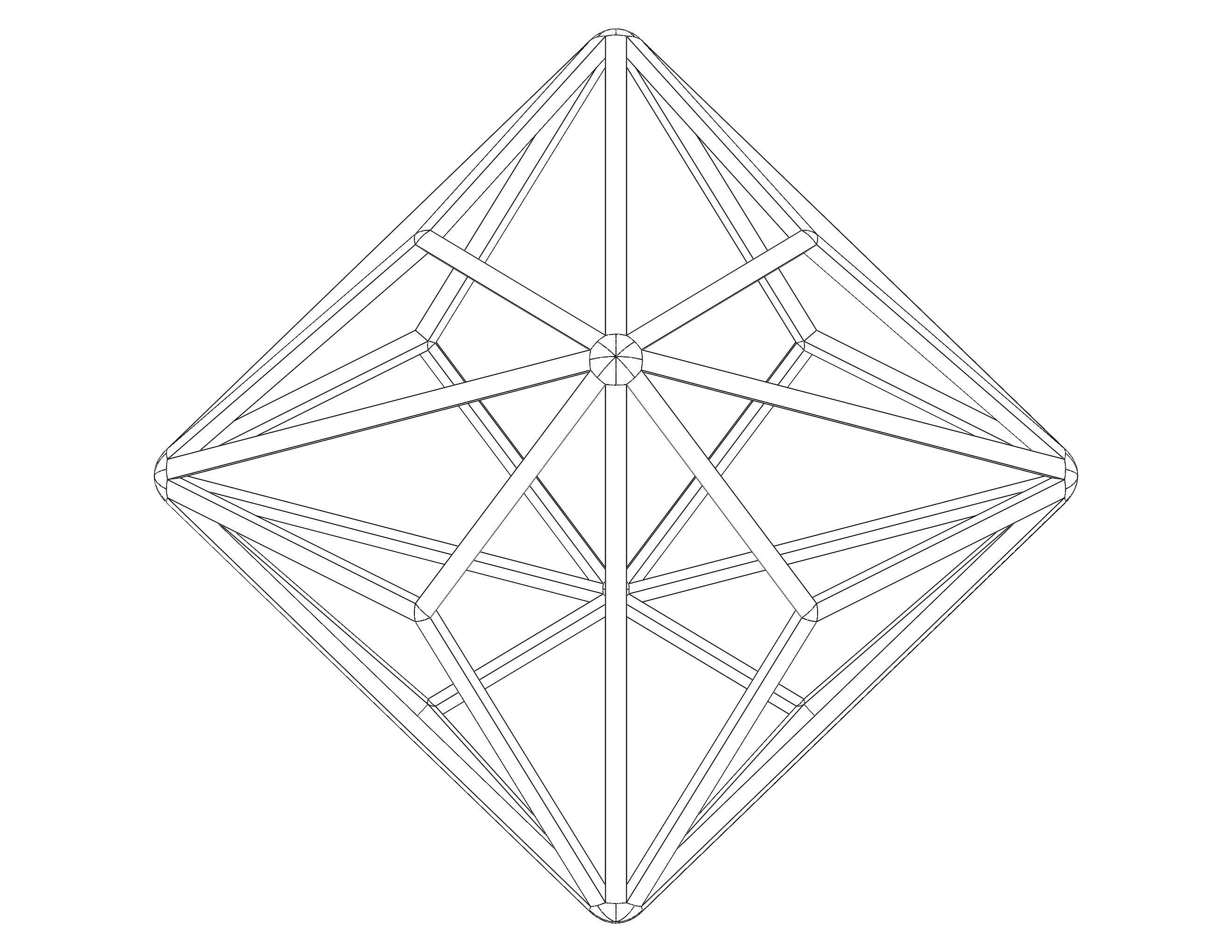 Wireframe Shape Triakis Octahedron 3D print model_34