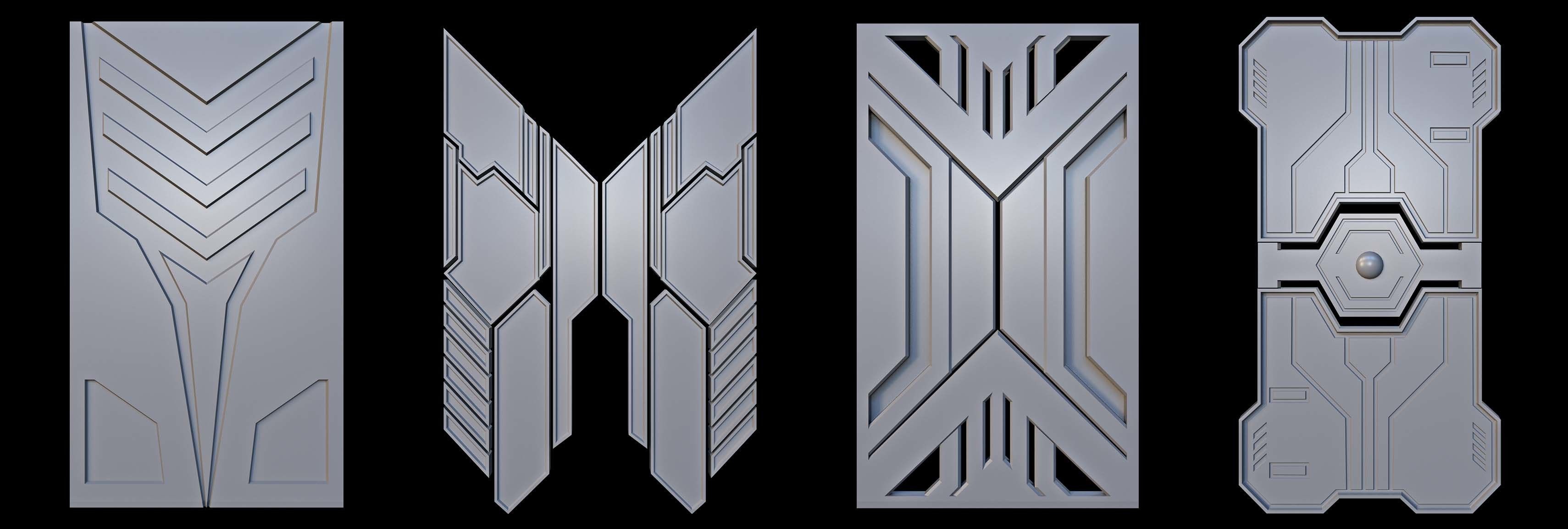 Sci-fi Panels Base Mesh Vol 2 Low-poly 3D model_3