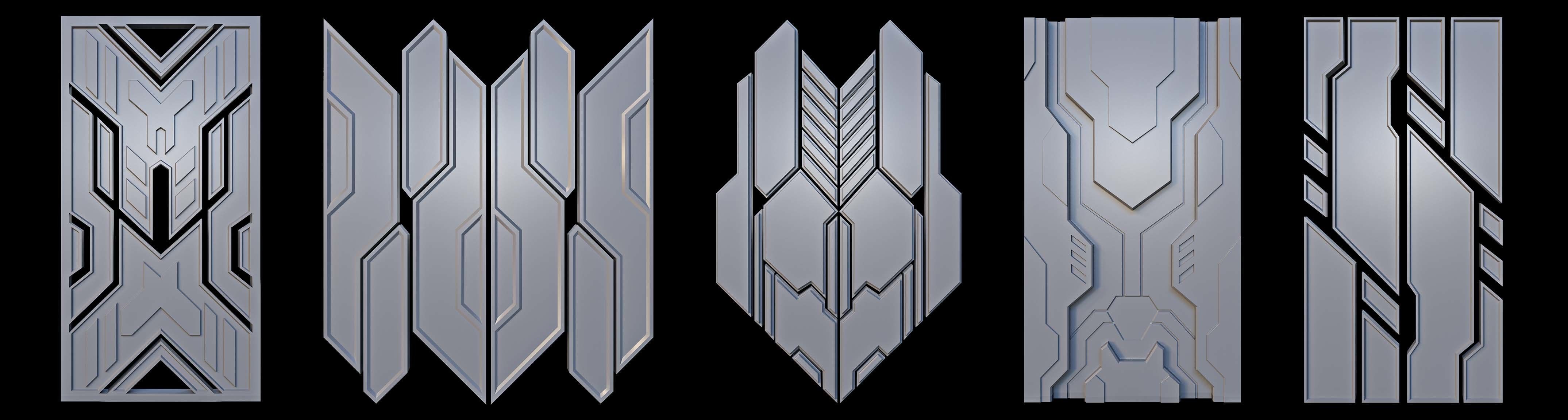Sci-fi Panels Base Mesh Vol 2 Low-poly 3D model_2