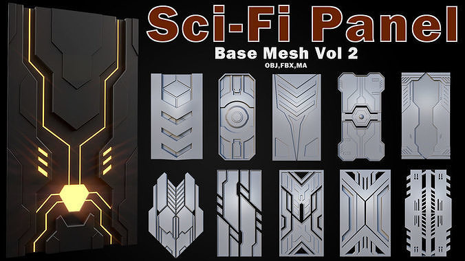 Sci-fi Panels Base Mesh Vol 2 Low-poly 3D model