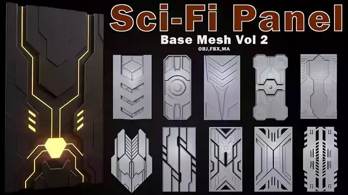 Sci-fi Panels Base Mesh Vol 2 Low-poly 3D model