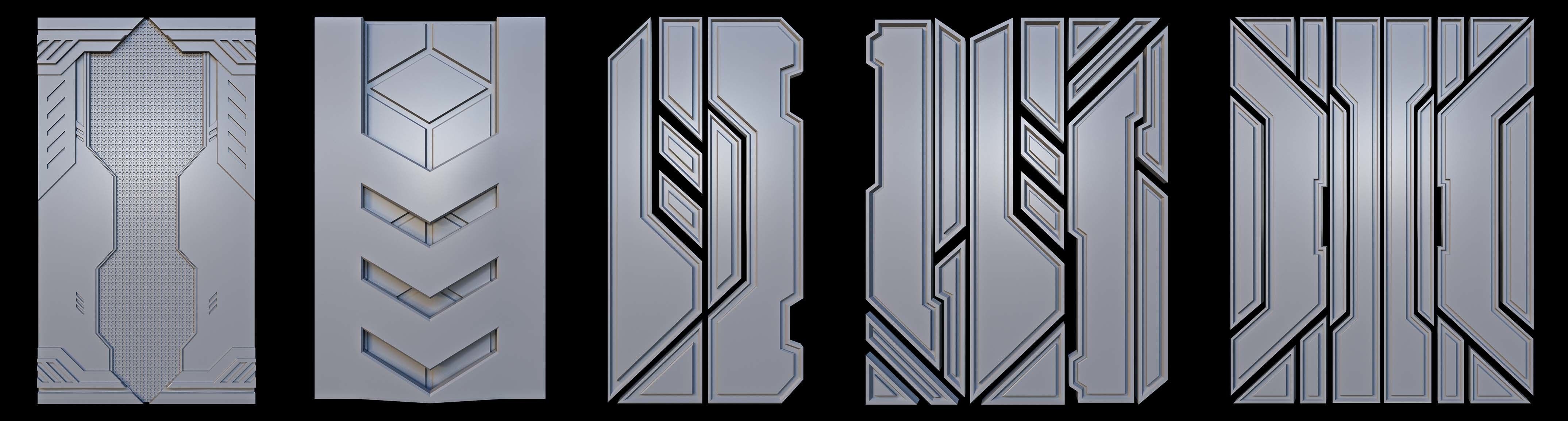 Sci-fi Panels Base Mesh Vol 2 Low-poly 3D model_4