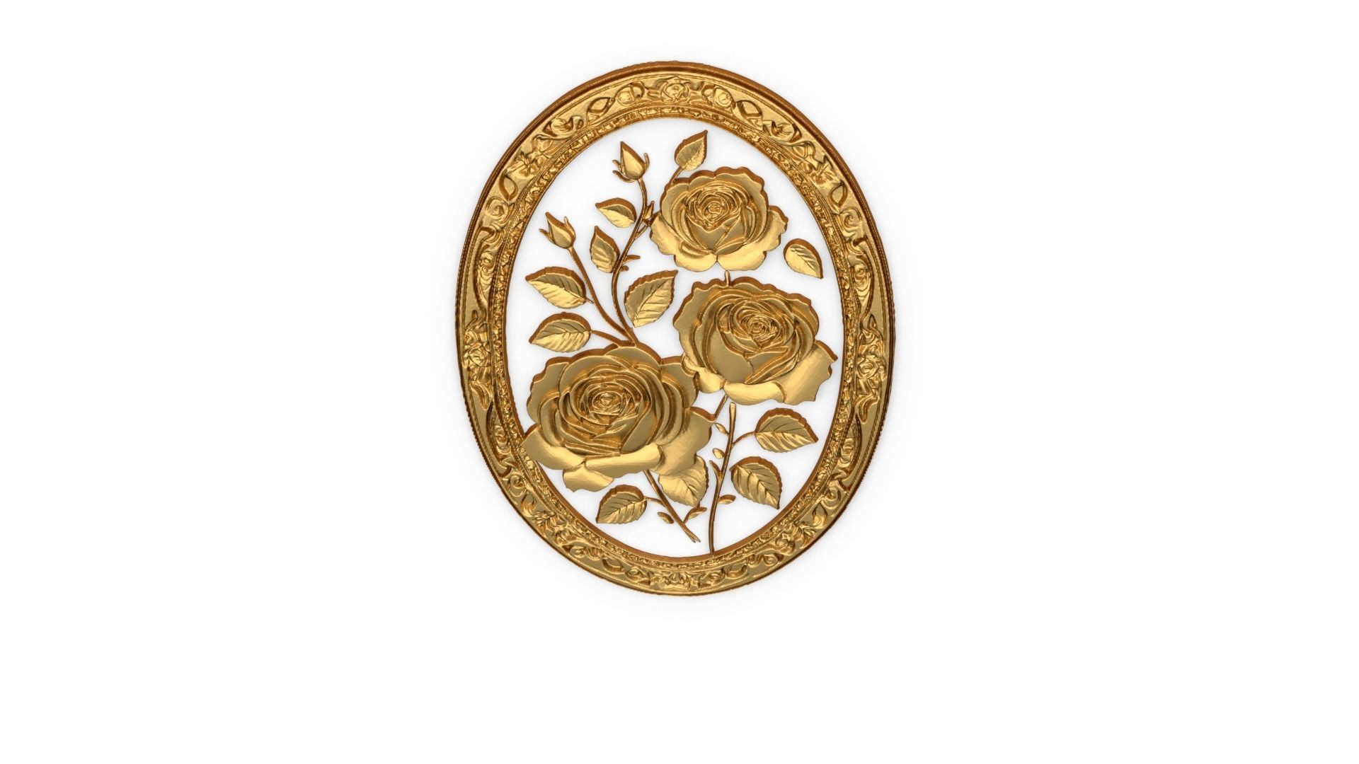 Classic oval carved decor ornament 05 3D model_4