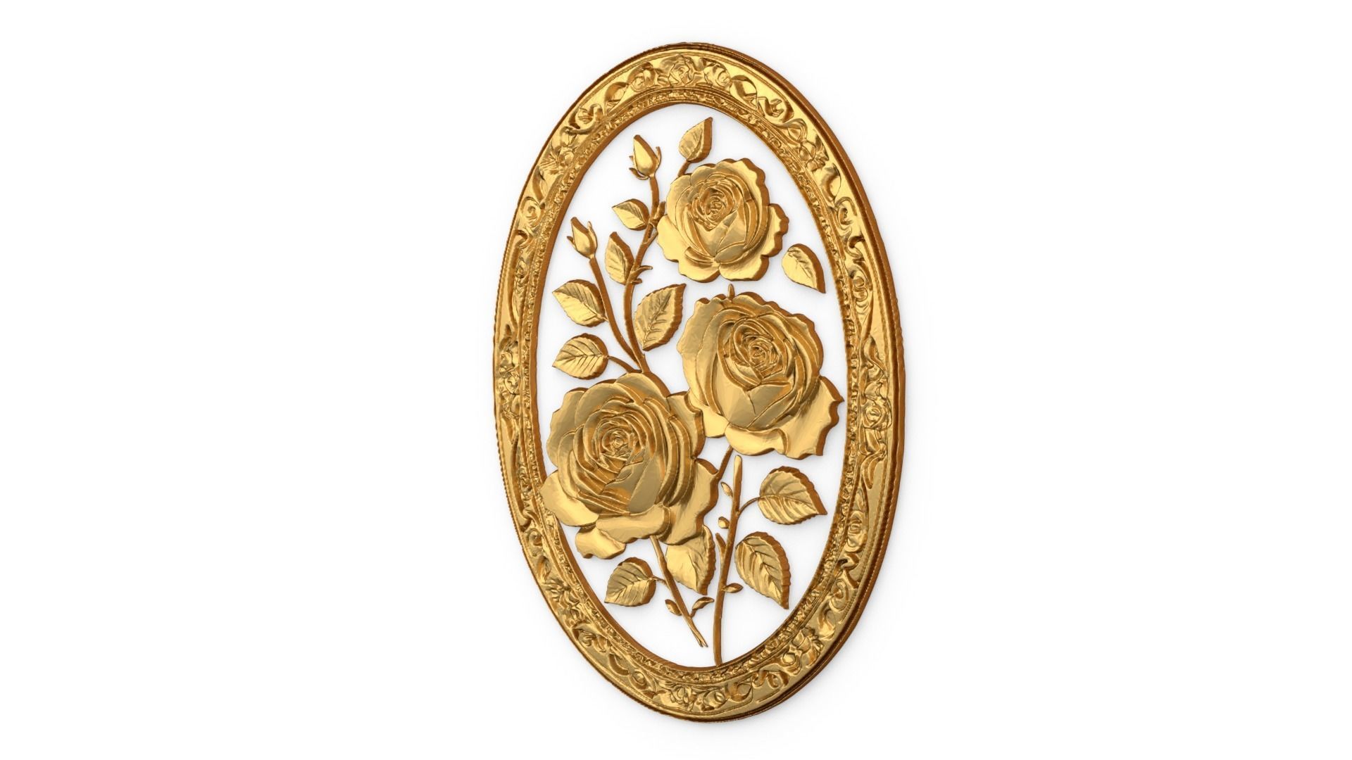 Classic oval carved decor ornament 05 3D model_2