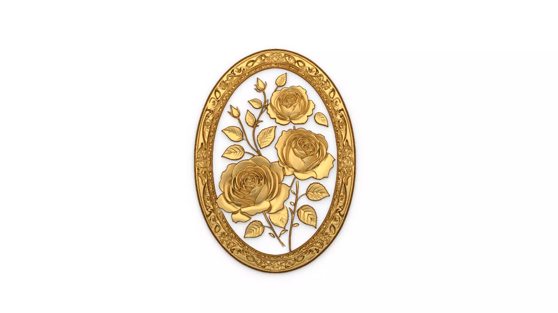 Classic oval carved decor ornament 05 3D model_0