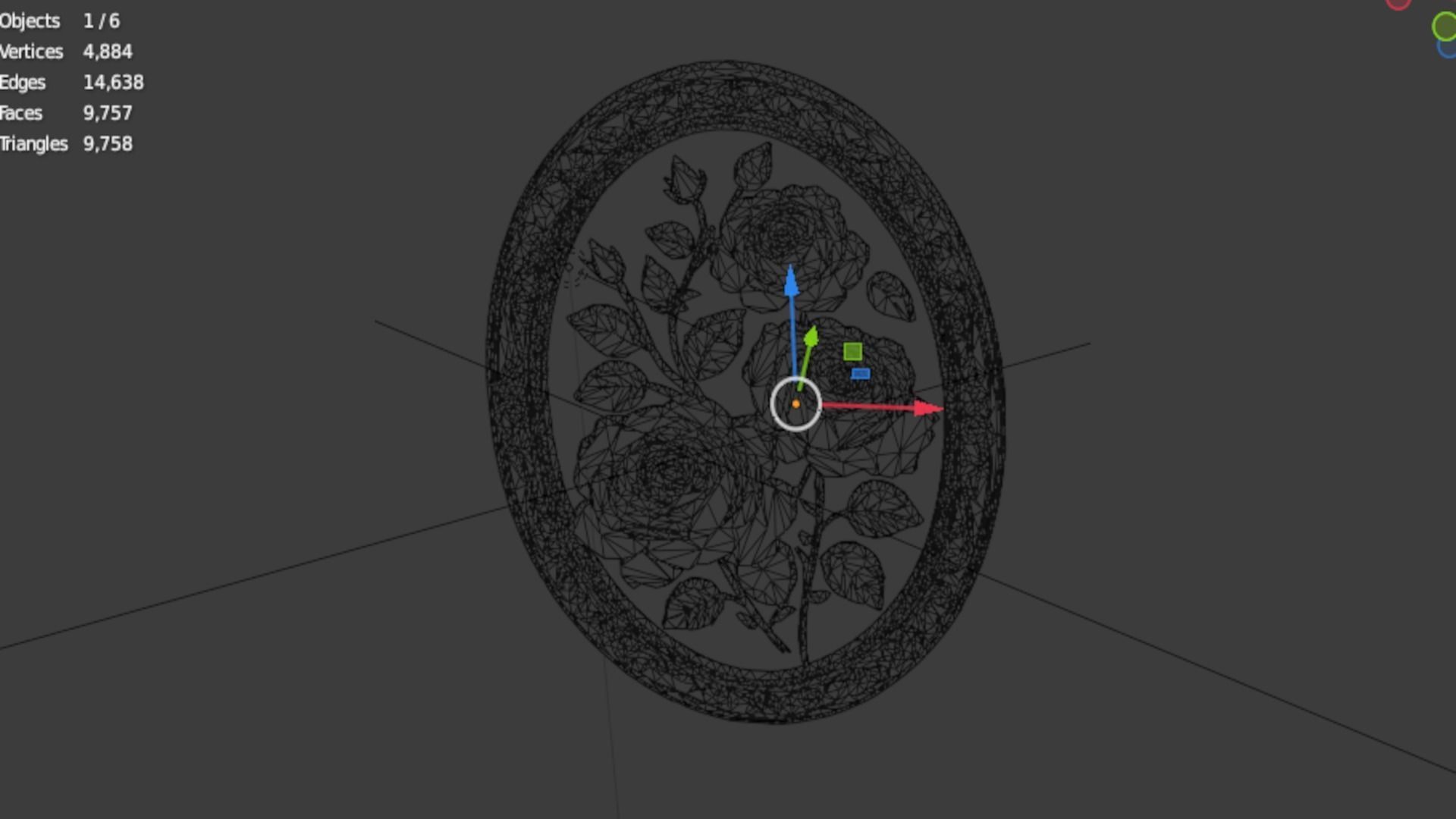 Classic oval carved decor ornament 05 3D model_5