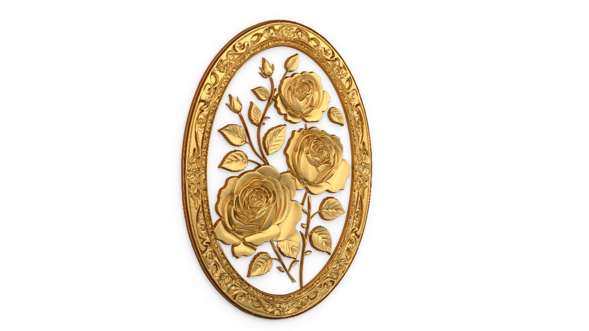 Classic oval carved decor ornament 05 3D model_1