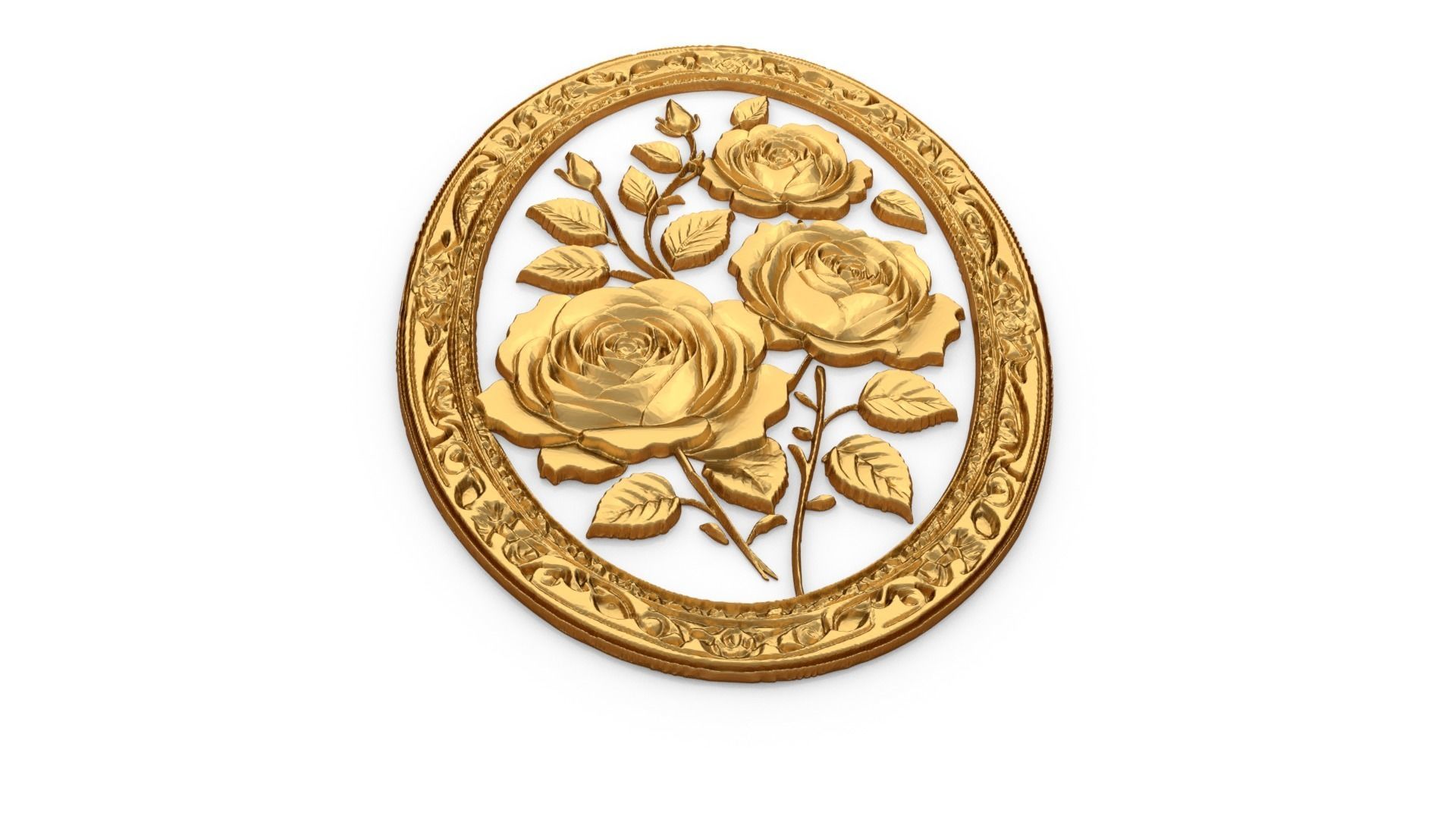 Classic oval carved decor ornament 05 3D model_3