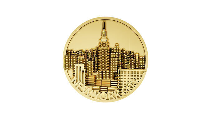 New york city coin pendant  WITH RENDER DETAILS 3D print model