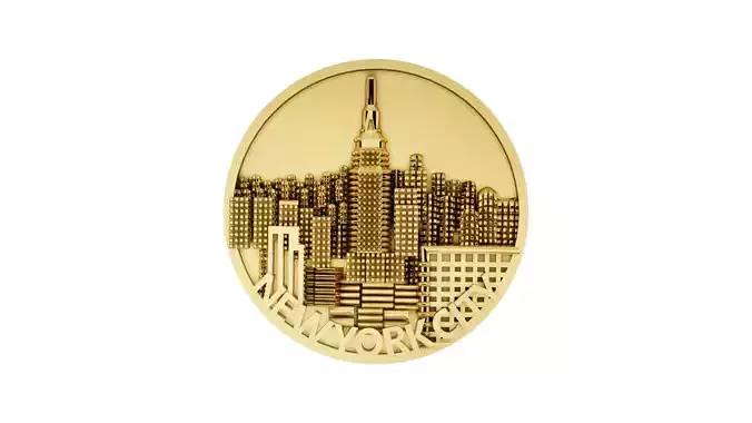New york city coin pendant  WITH RENDER DETAILS