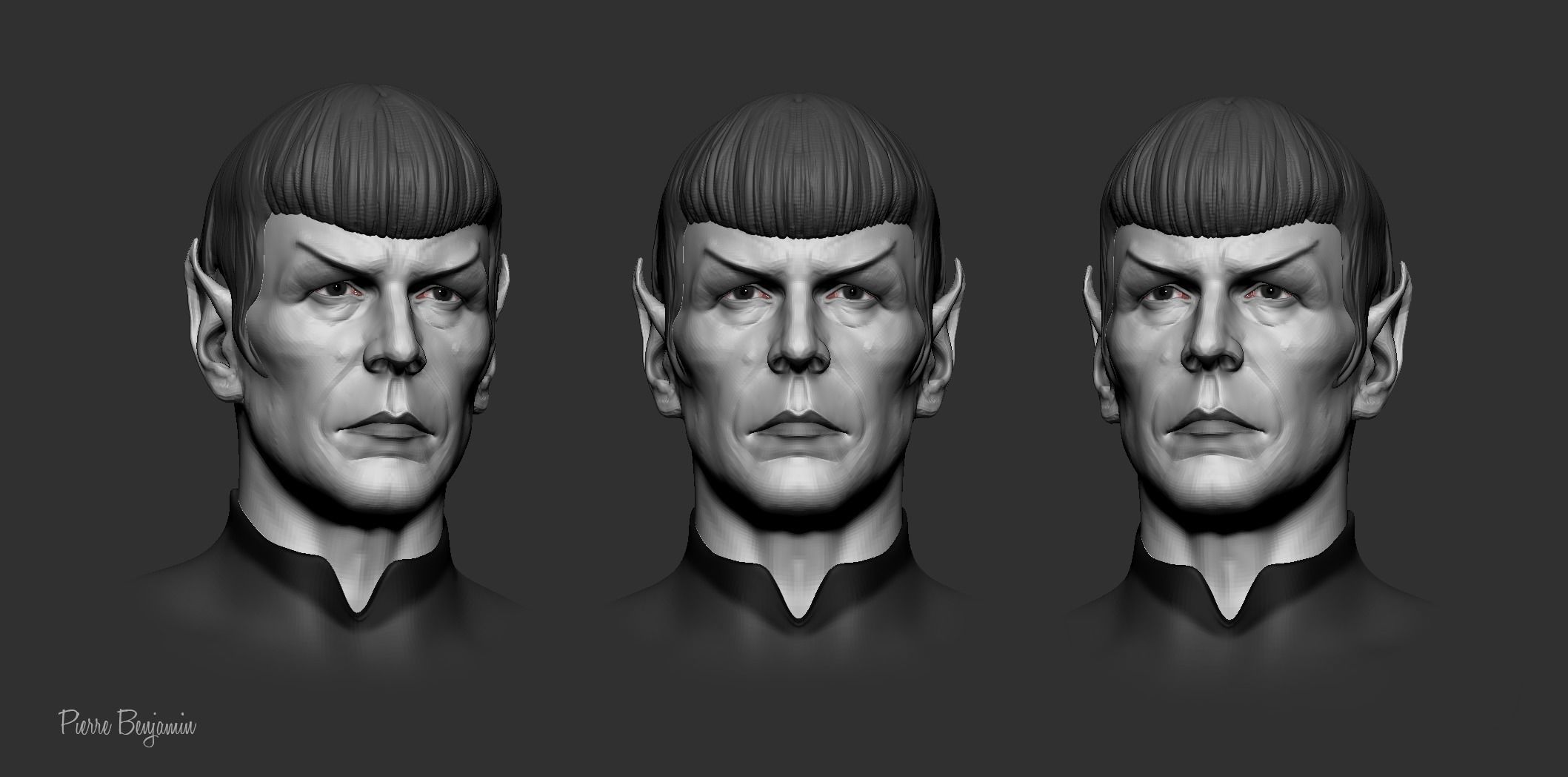 Spock Star Trek realistic face for 3d printing 3D print model_3