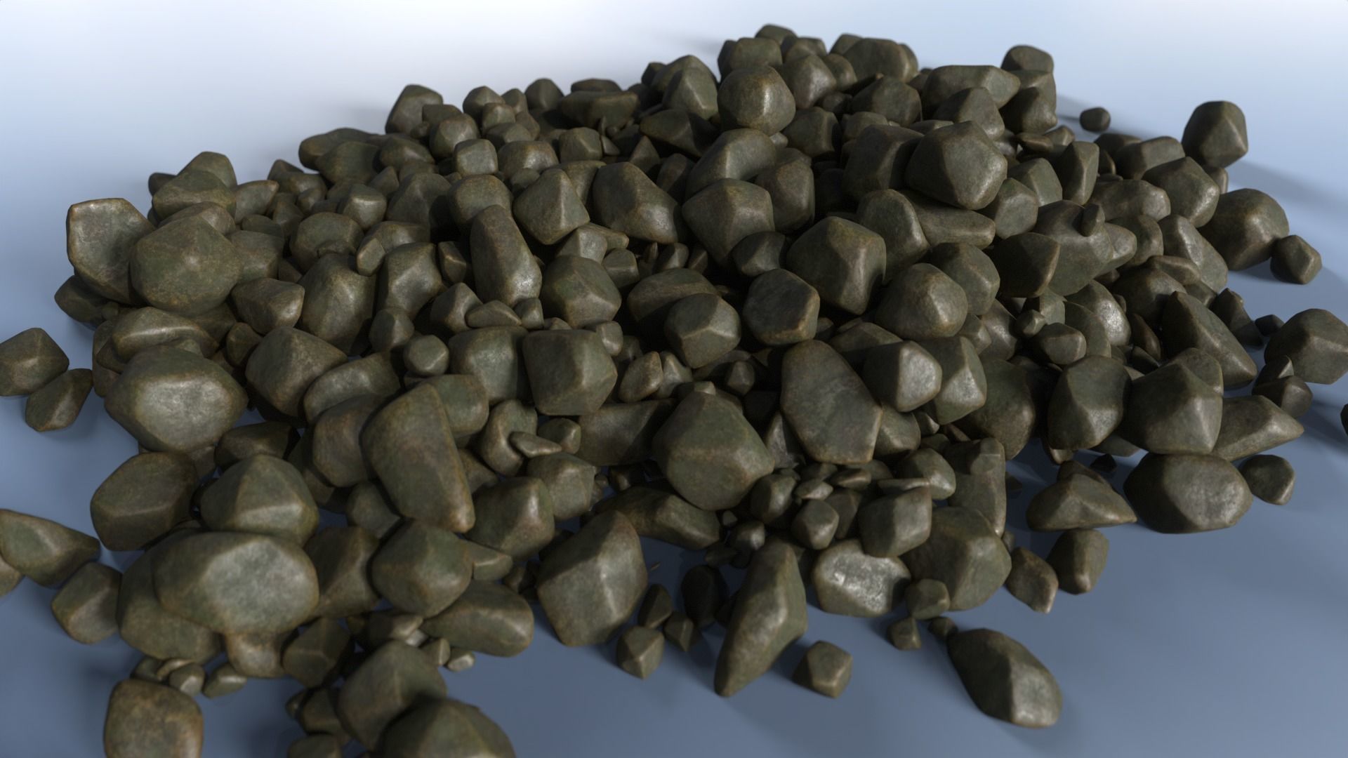 100 Debris Pebble Stones Low-poly 3D model_7