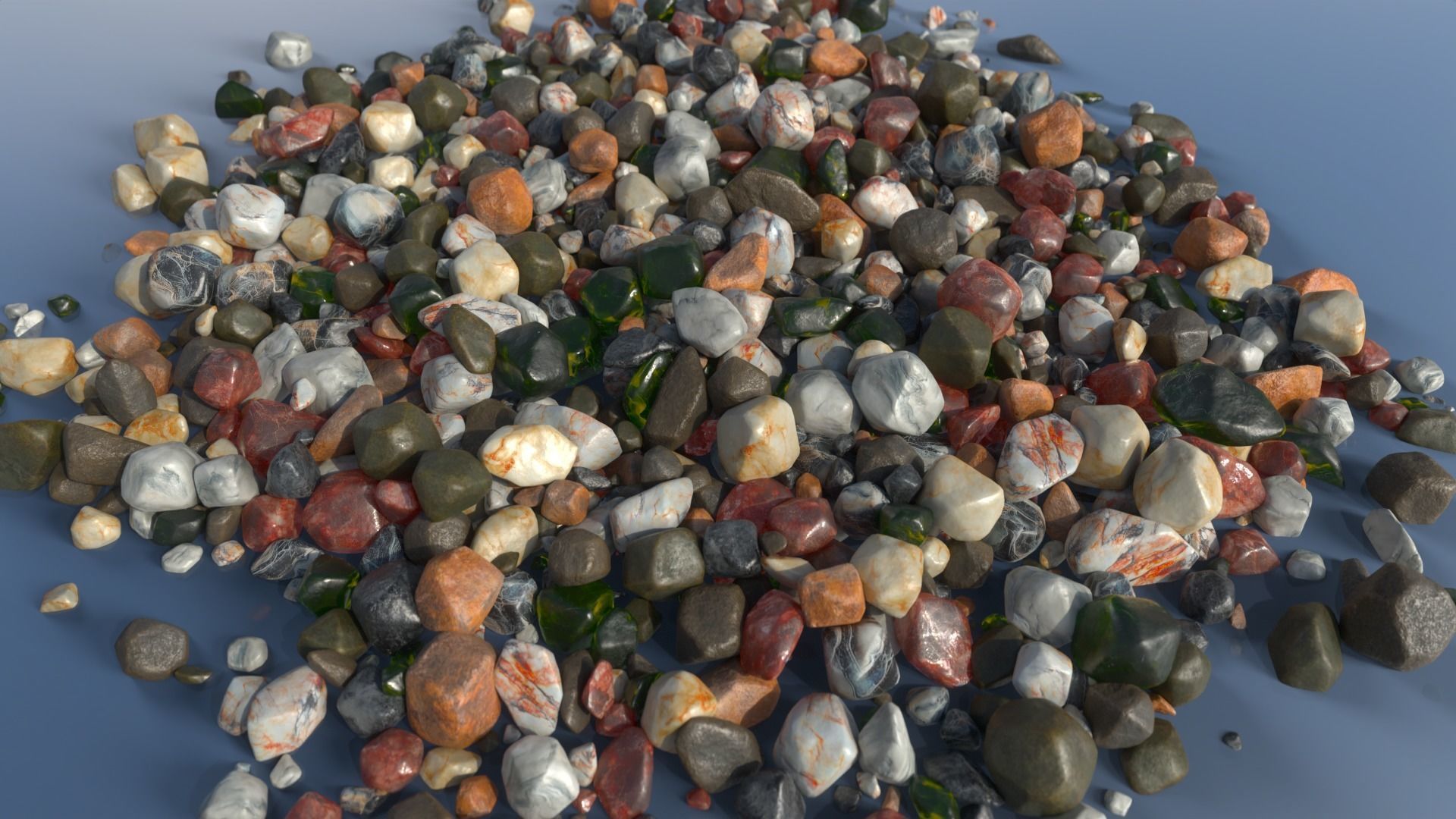 100 Debris Pebble Stones Low-poly 3D model_2
