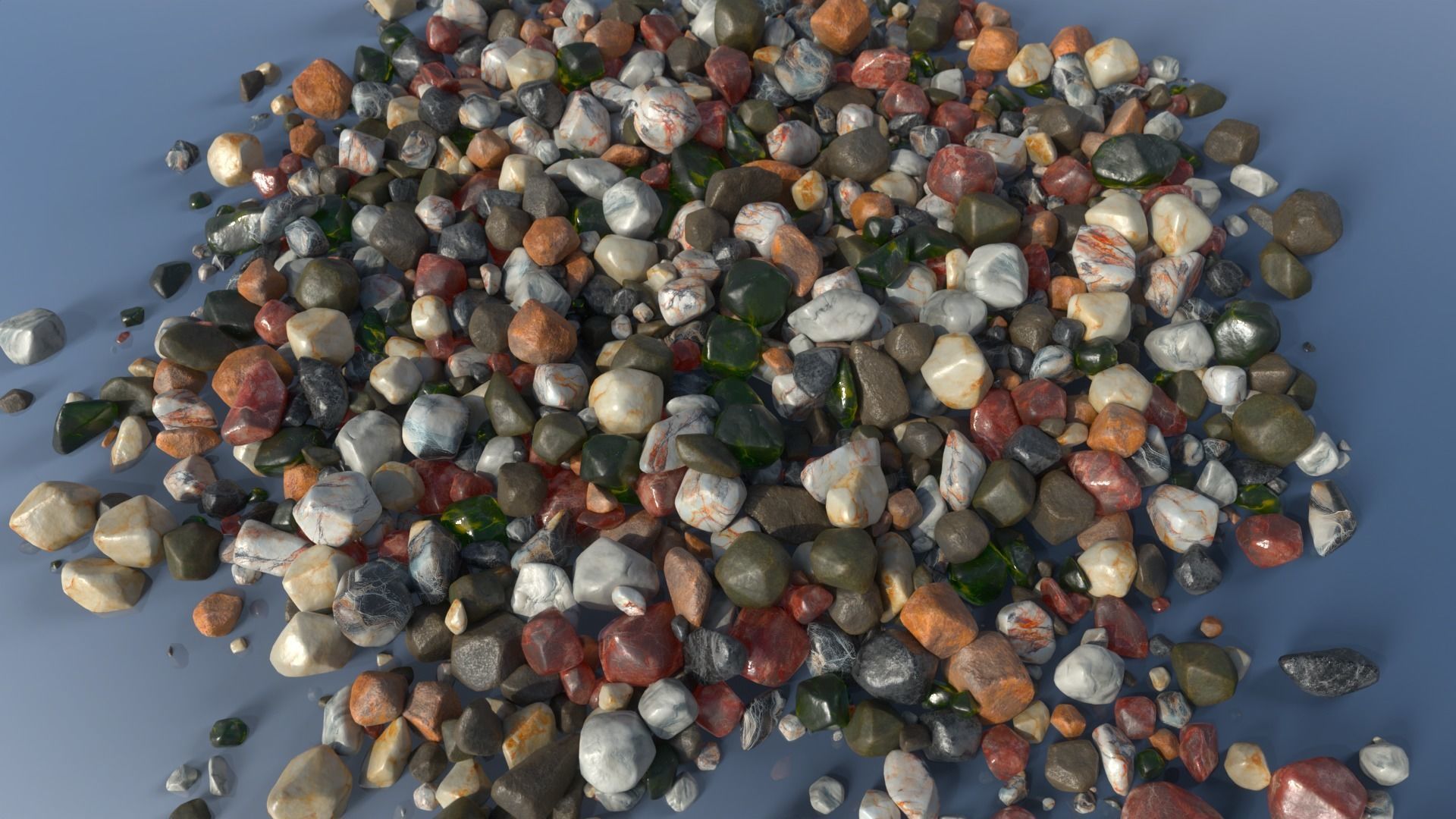 100 Debris Pebble Stones Low-poly 3D model_3